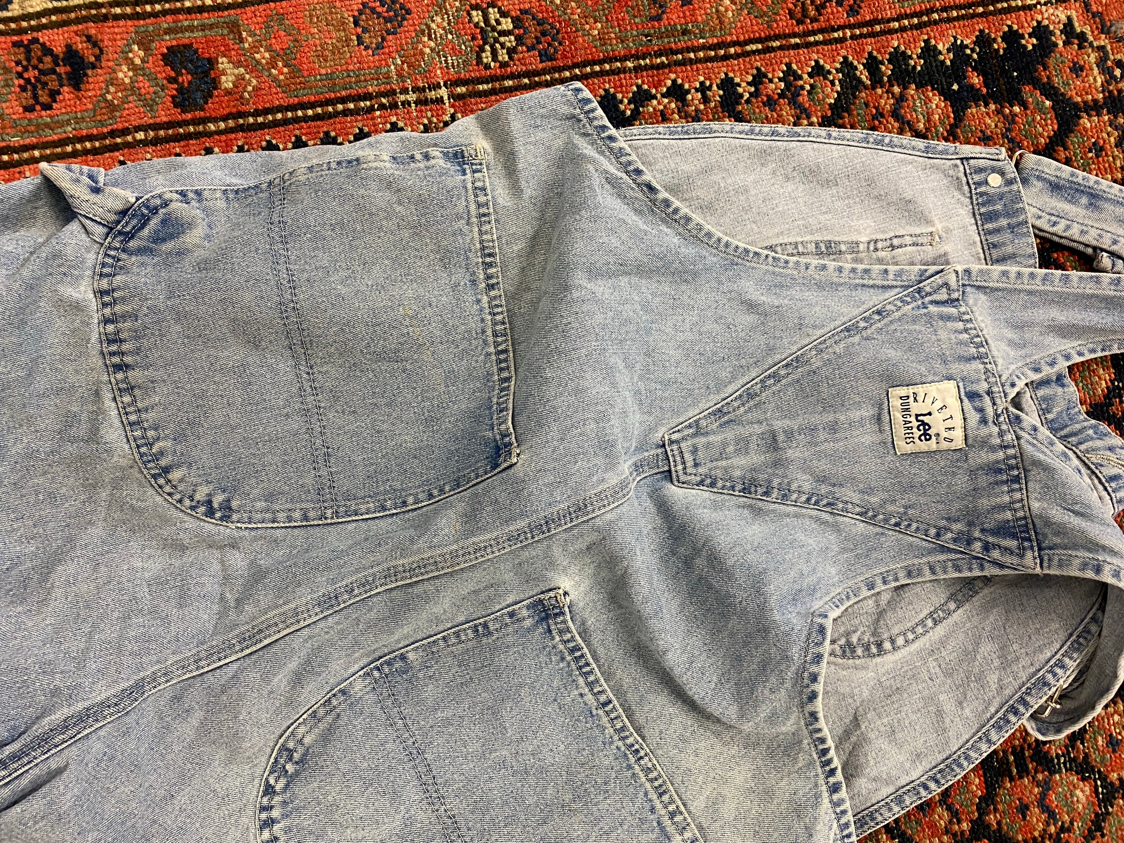 Vintage Lee Denim Short Overalls - L