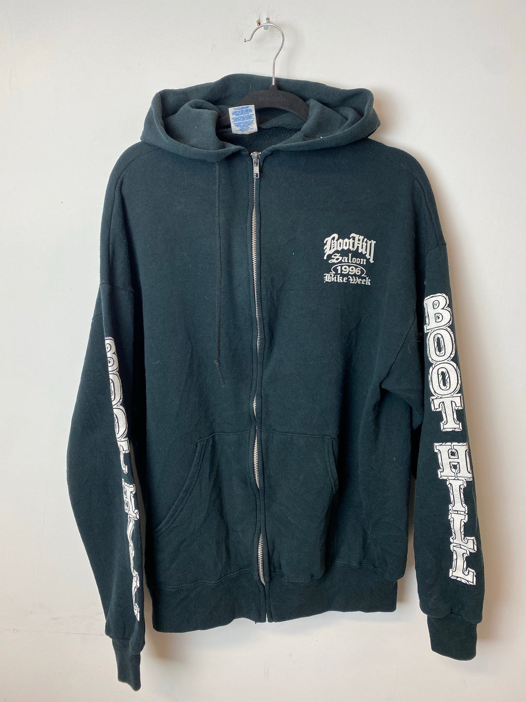 1996 Boot Hill Front And Back Biker Zip Hoodie - L