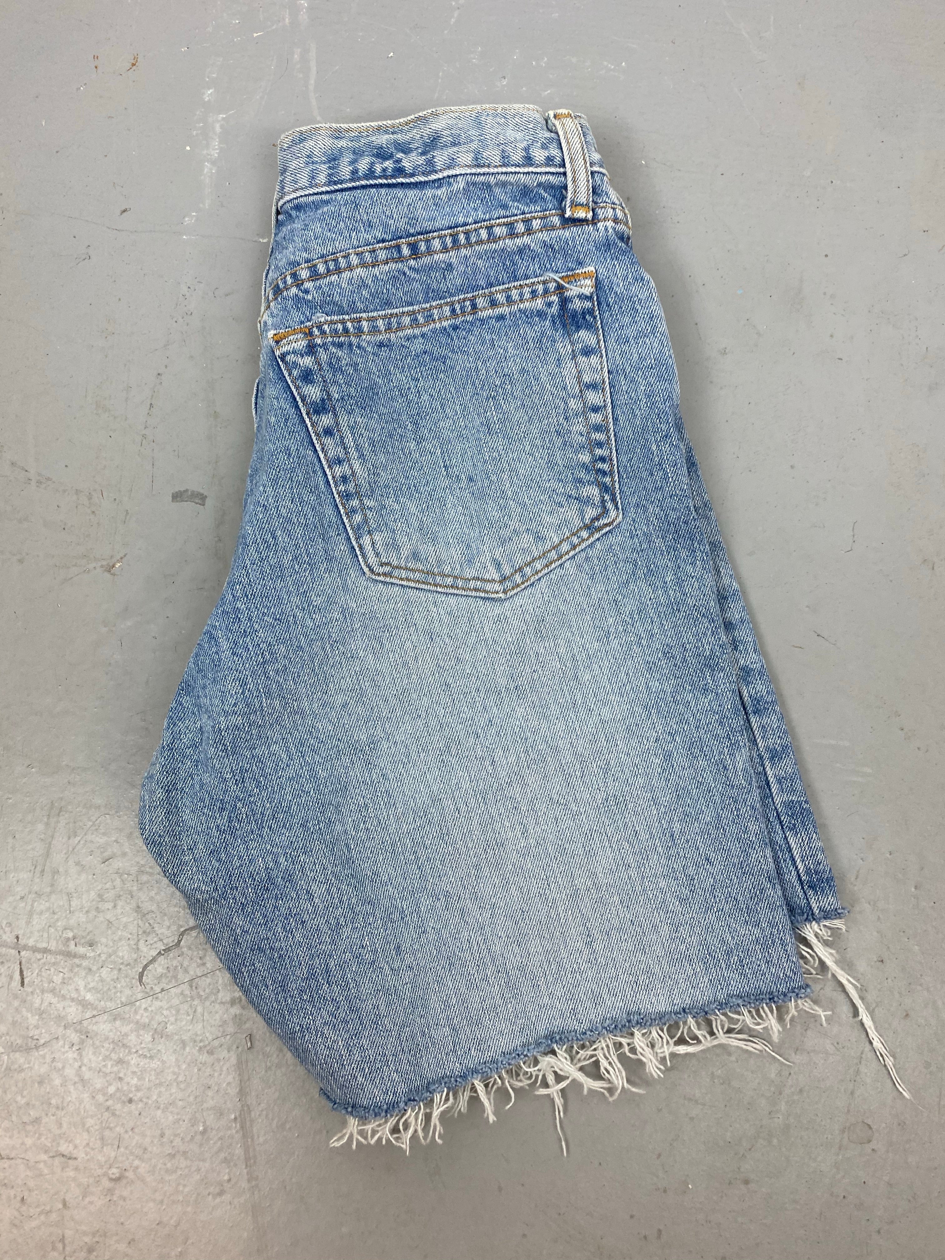 90s Banana Republic Frayed High Waisted Denim Shorts - 28in