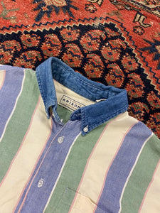 90s Striped Button Up Shirt - L
