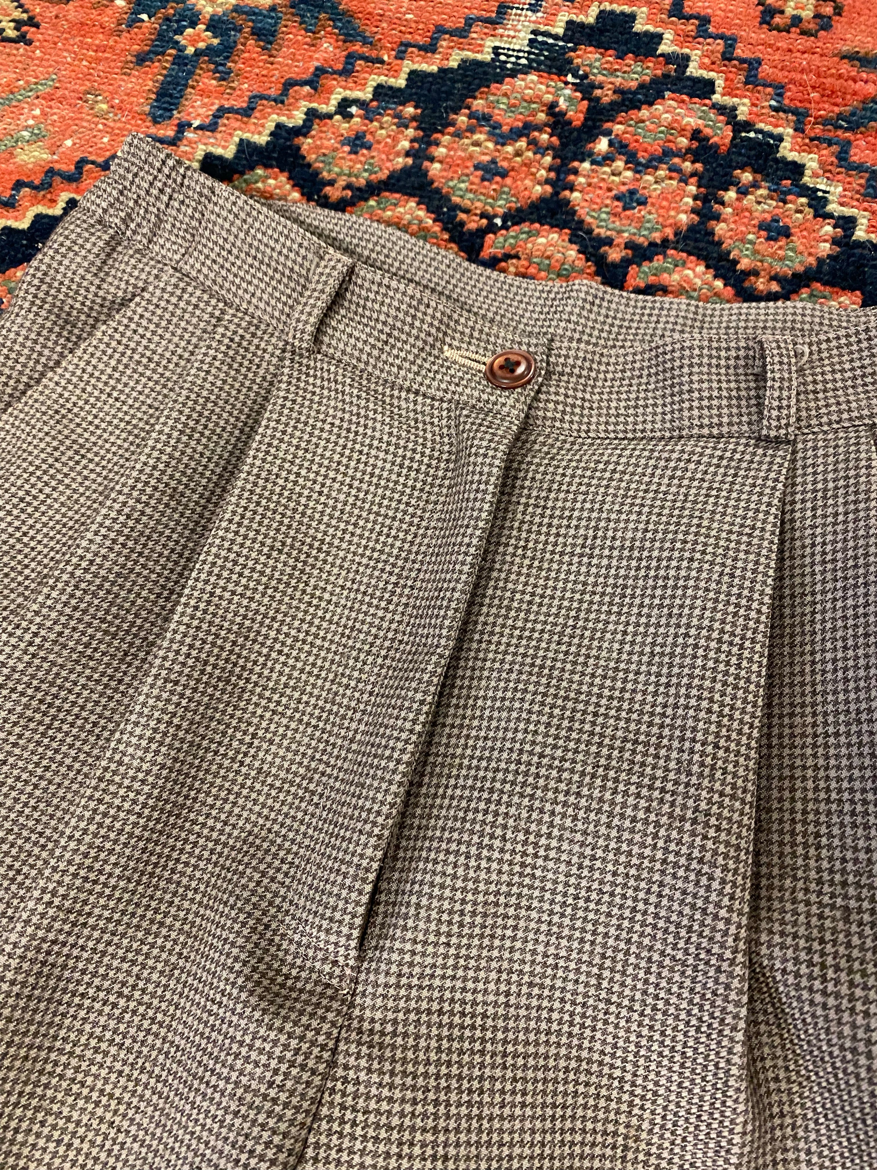 Vintage High Waisted Pleated Plaid Trousers - 27in