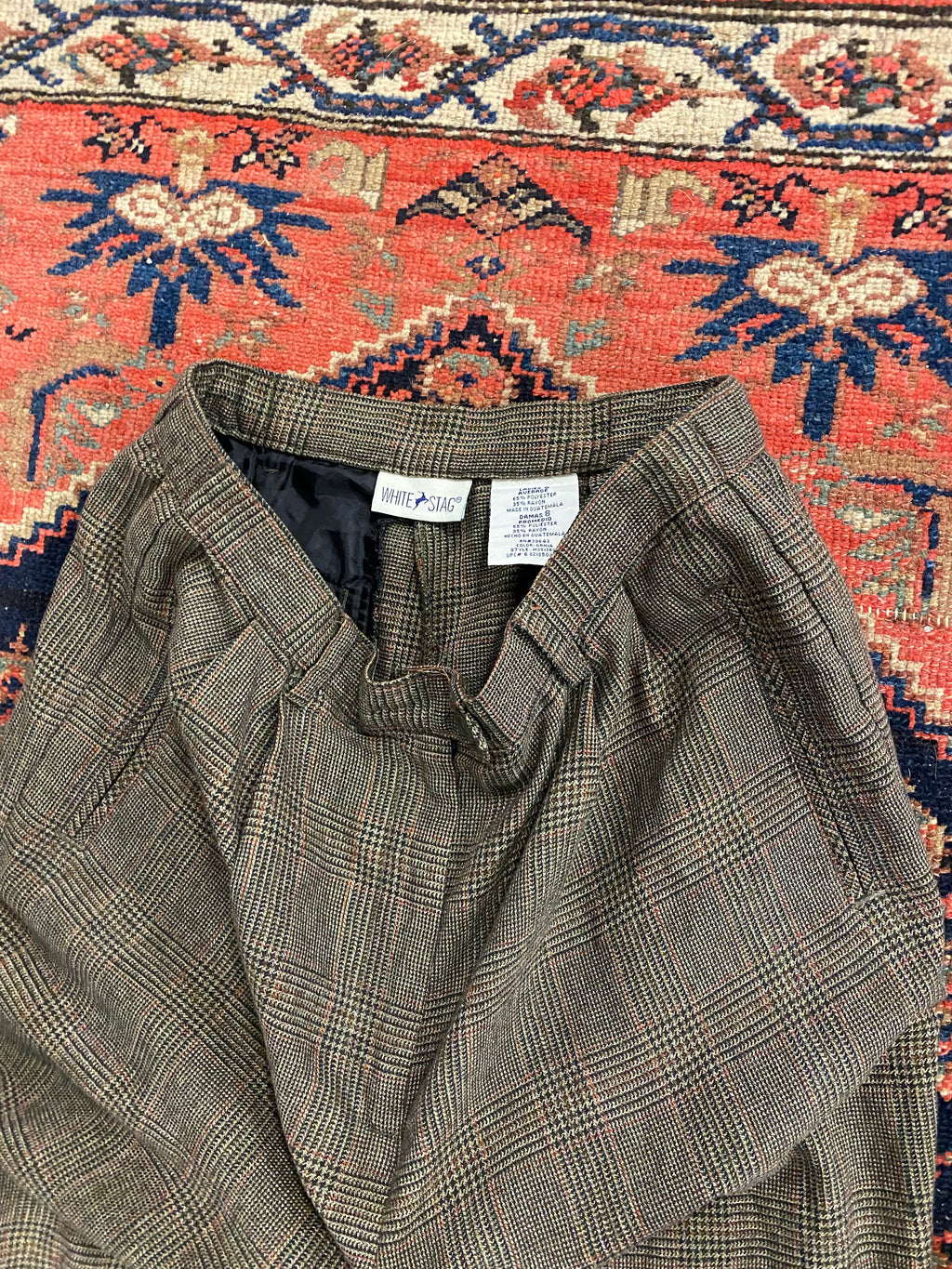 90s High Waisted Plaid Trousers - 28inches
