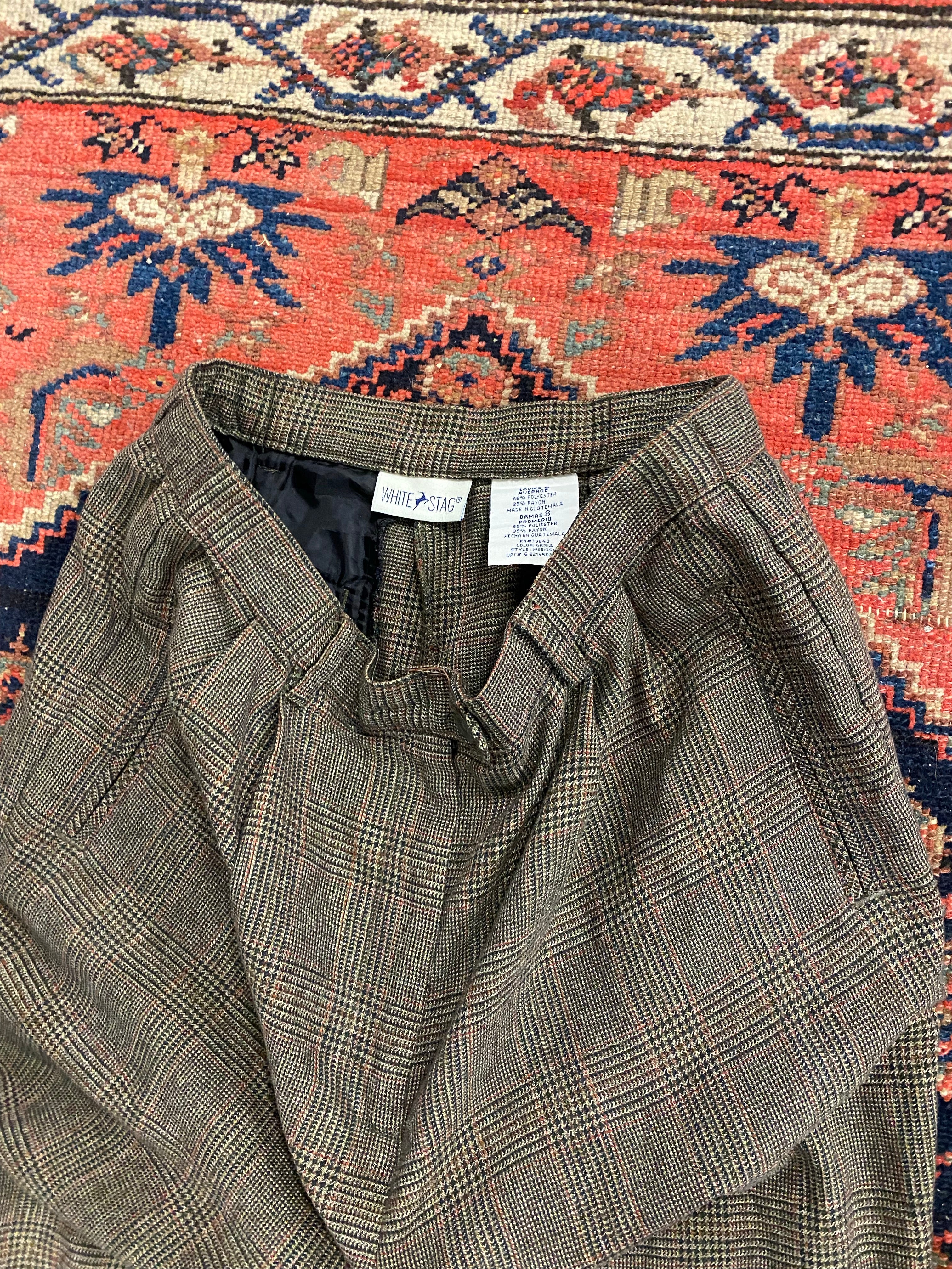 90s High Waisted Plaid Trousers - 28inches
