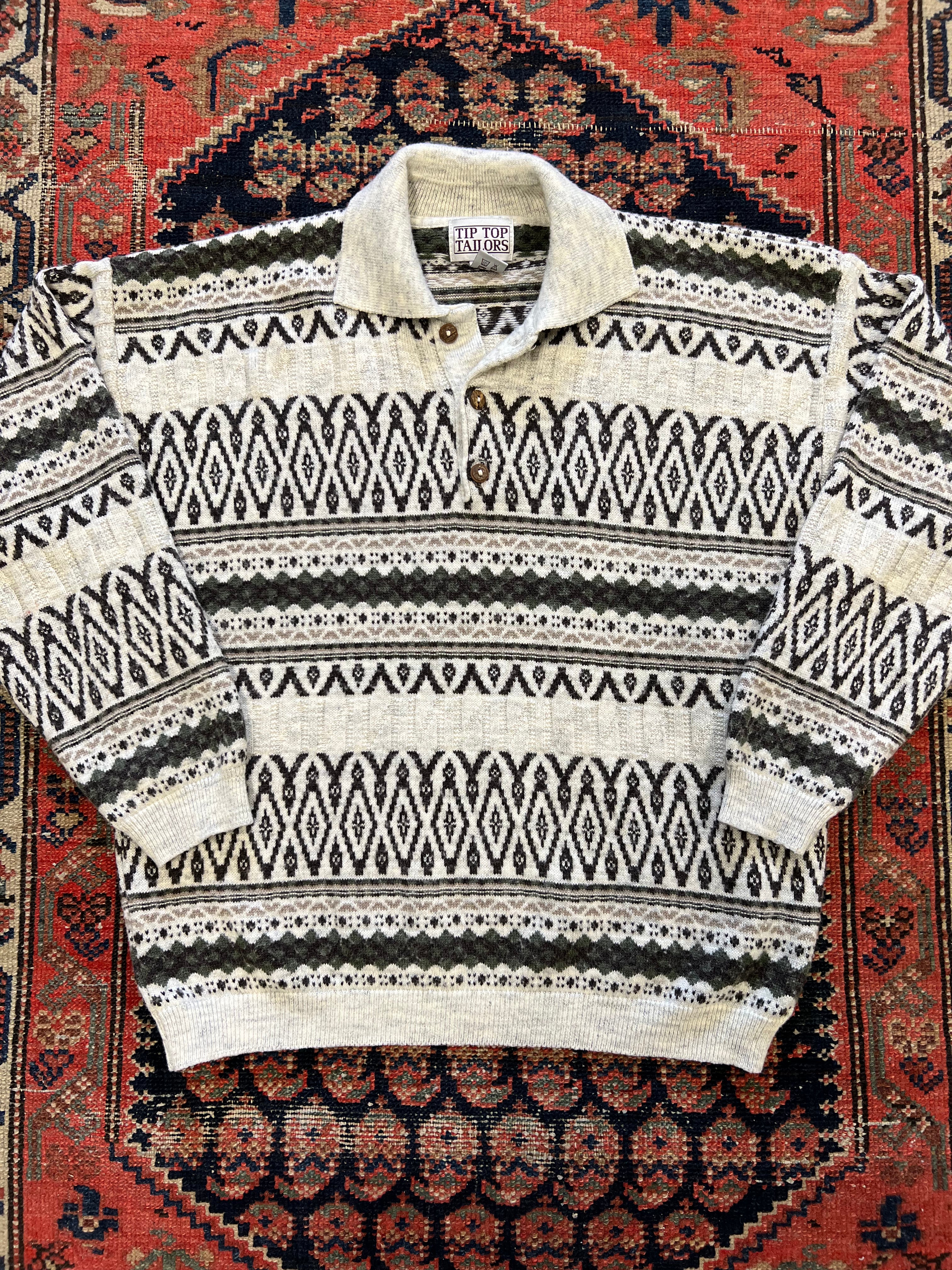 VINTAGE COLLARED KNIT SWEATER - M/L