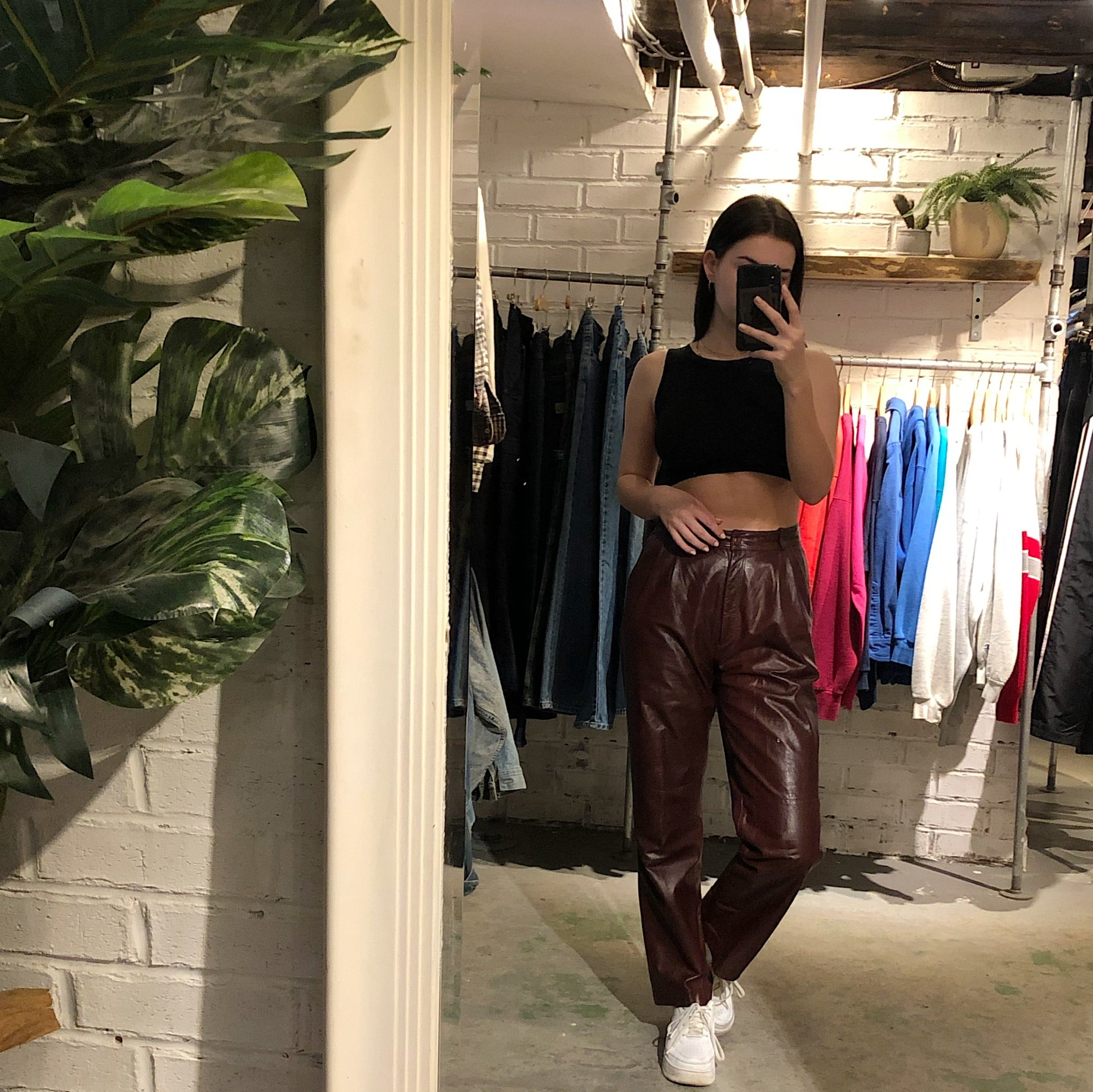 Vintage Burgundy Leather Pants