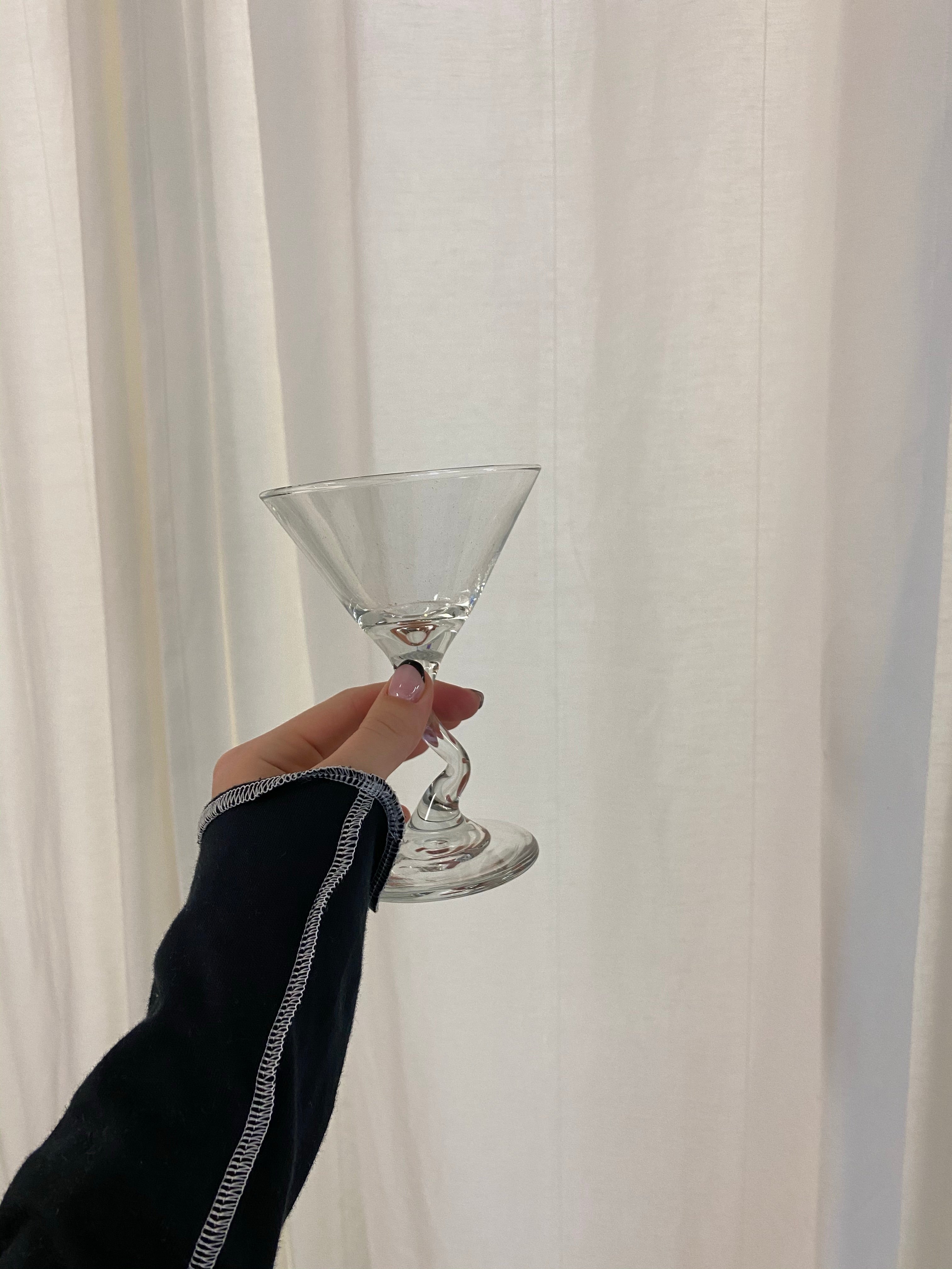 Set of three vintage martini glasses