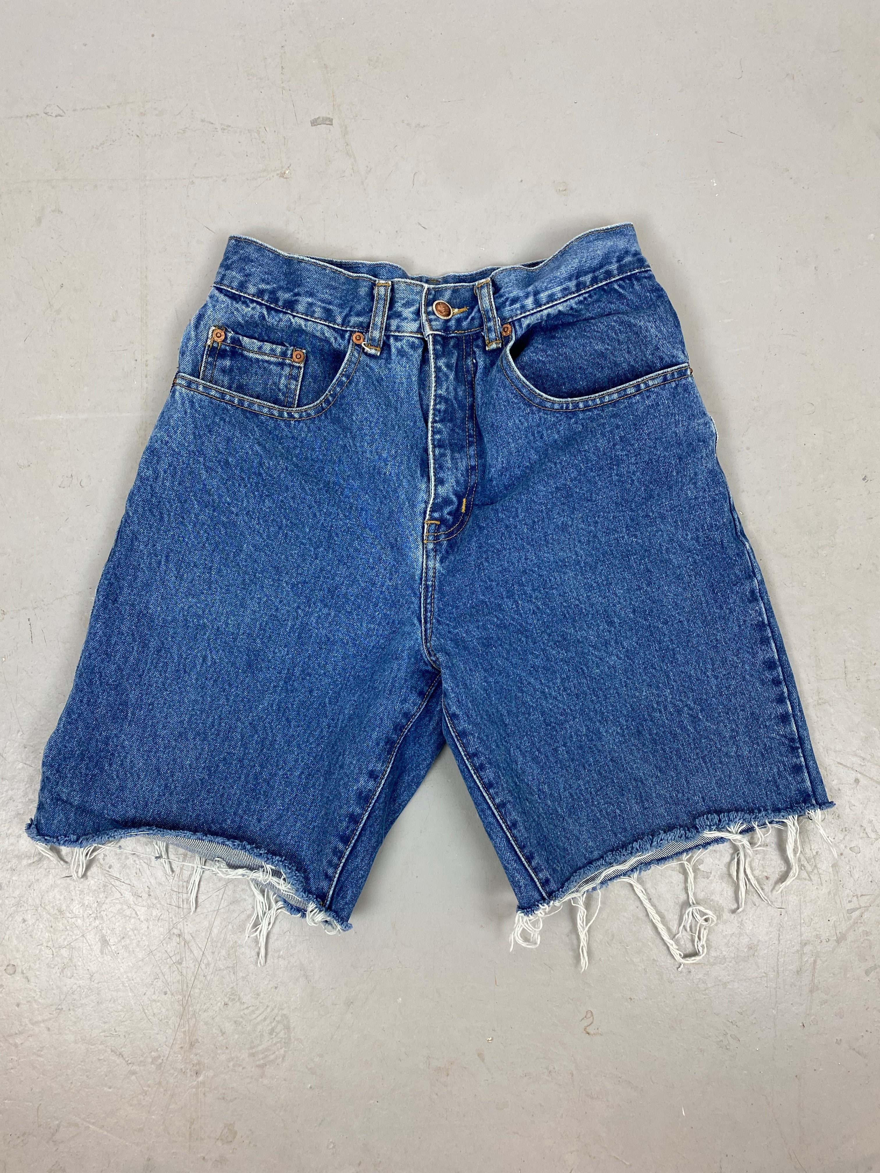 90s high waisted frayed Buffalo denim shorts - 28in