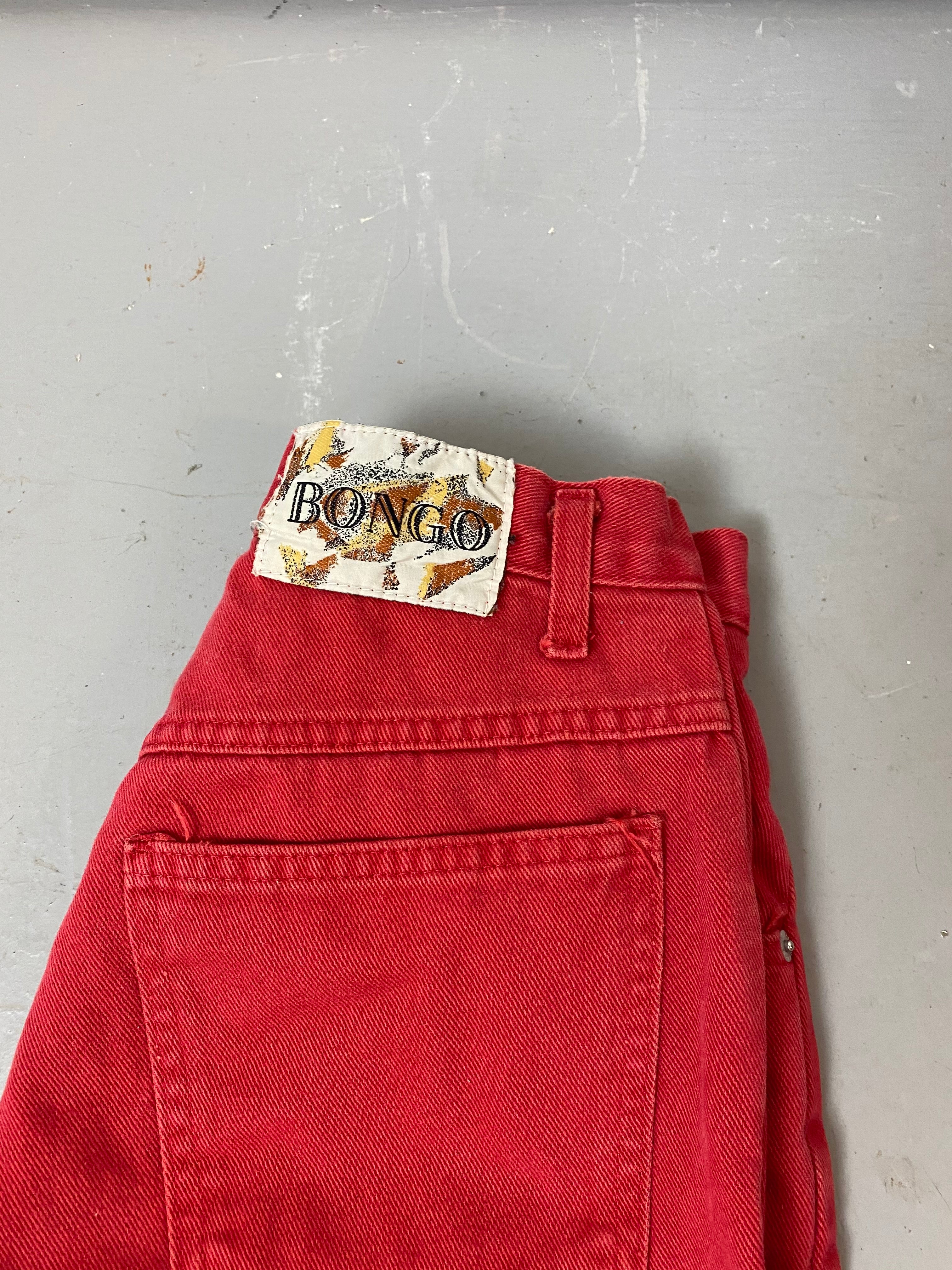 90s High Waisted Frayed Denim Bongo Shorts - 27in