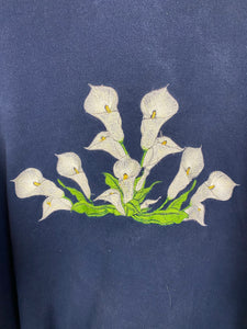 90s Embroidered Flower crewneck - S