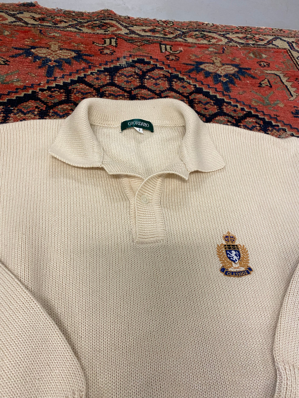 Vintage Knitted Collared Sweater - M