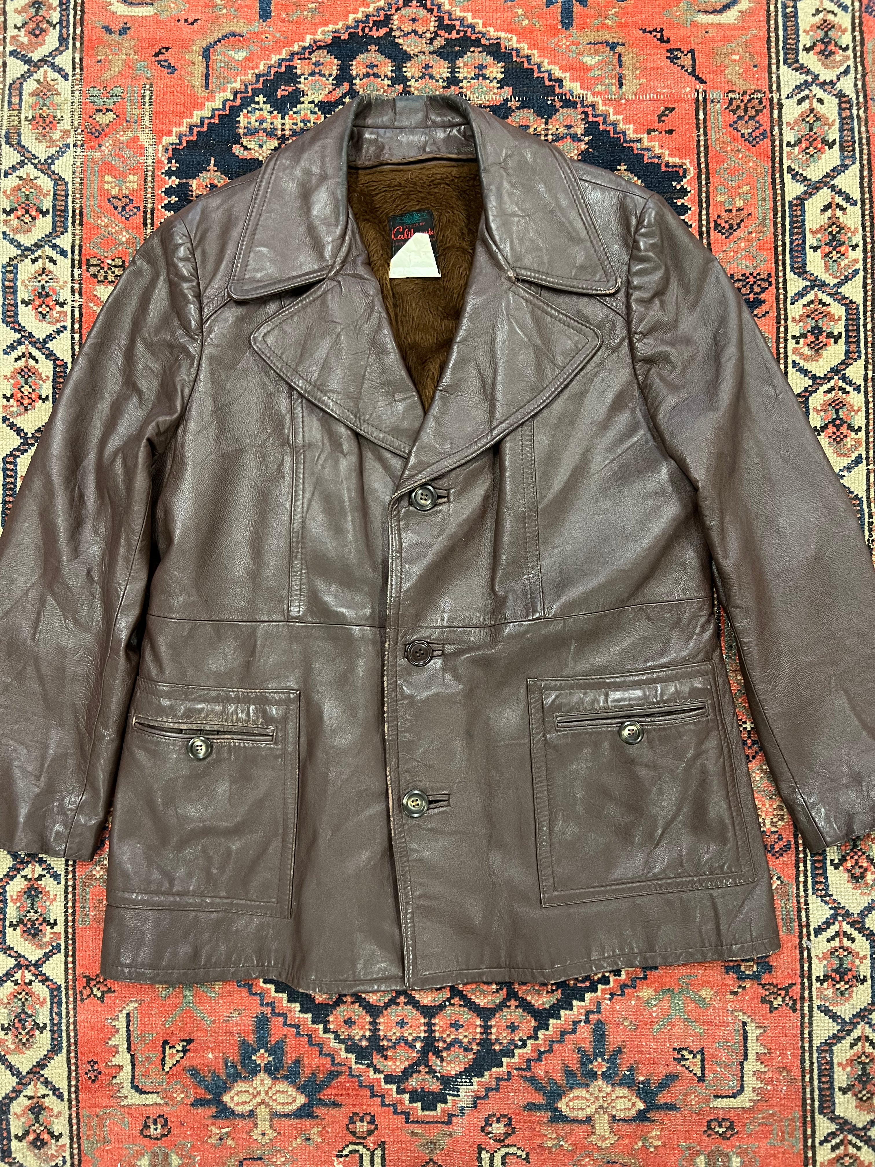 VINTAGE LEATHER TRENCH COAT - MEDIUM