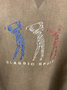 Embroidered classic sport golf crewneck