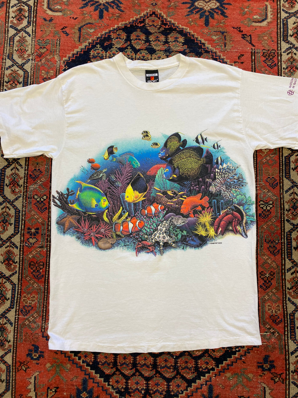 Vintage front and back fish t shirt - XL