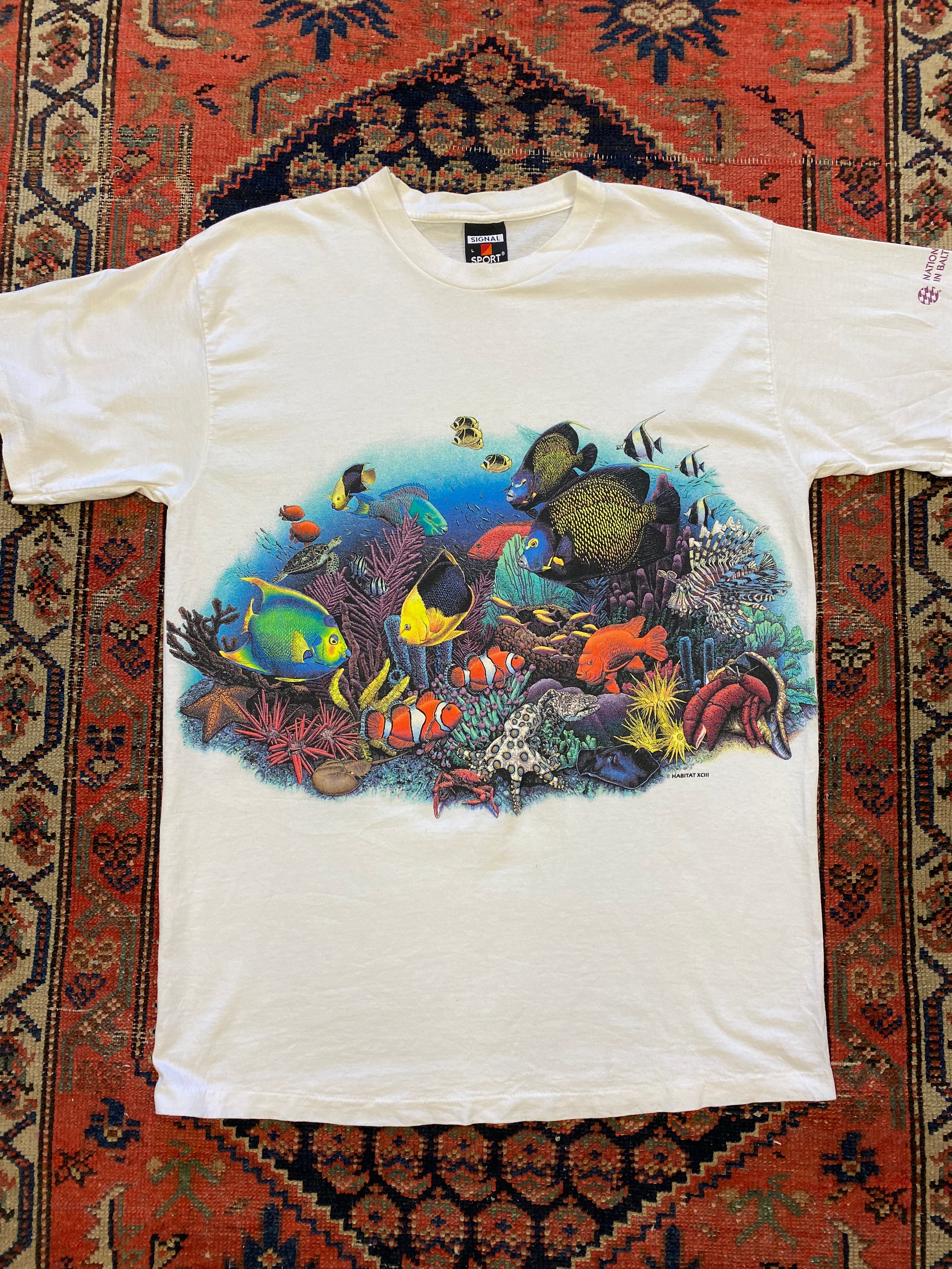 Vintage front and back fish t shirt - XL