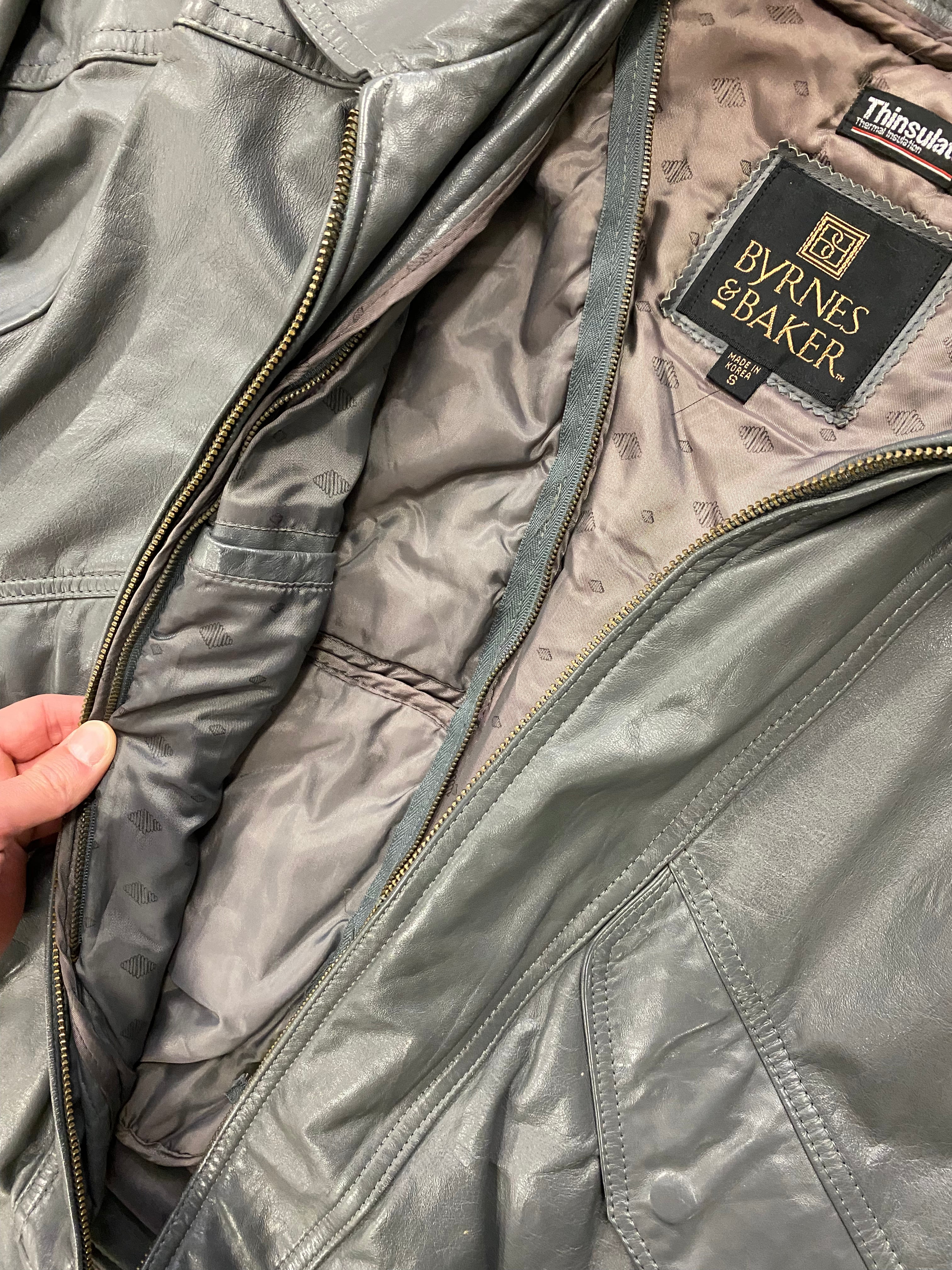 Vintage Leather Bomber Jacket - S