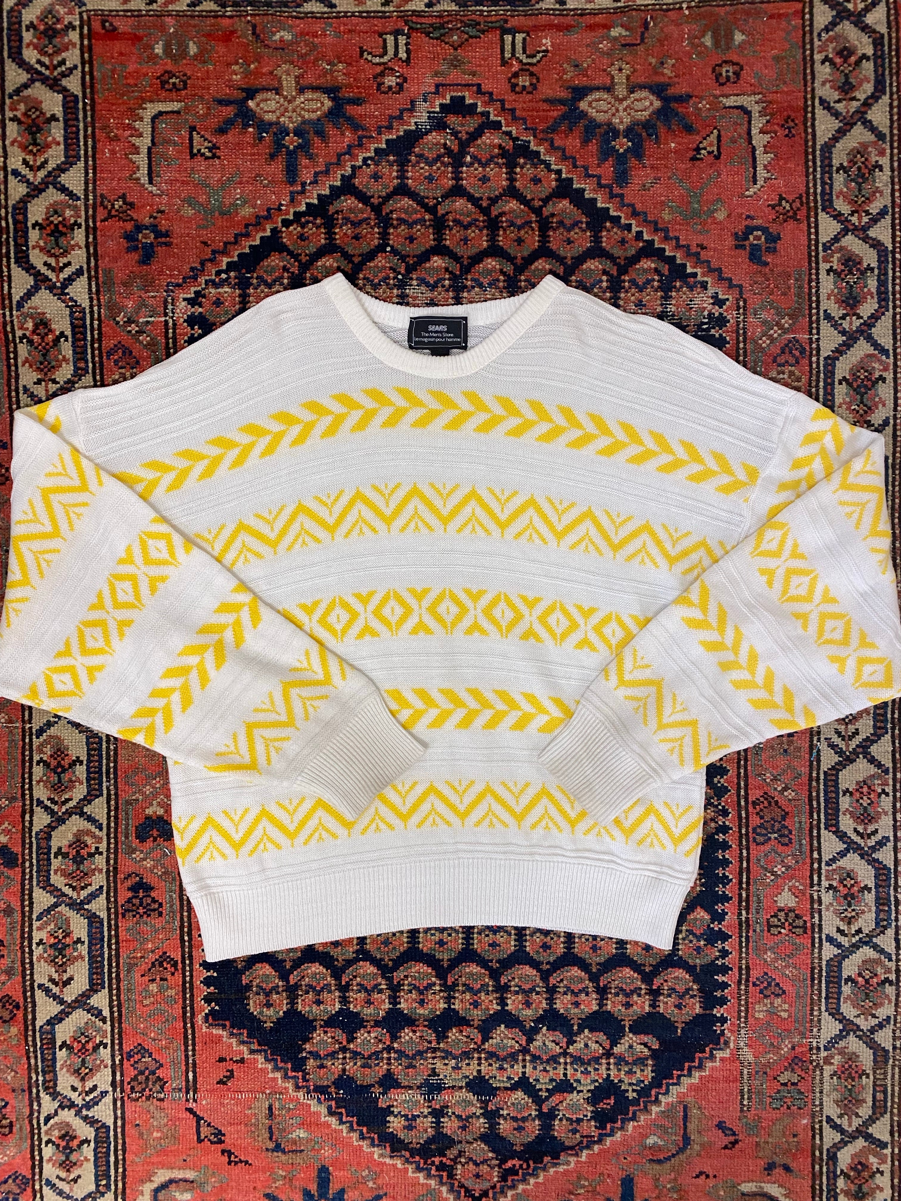 Vintage Patterned Striped Crewneck - M