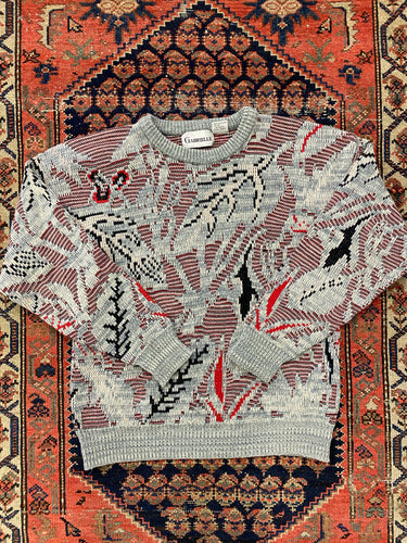 Vintage Patterned Knit Sweater - L