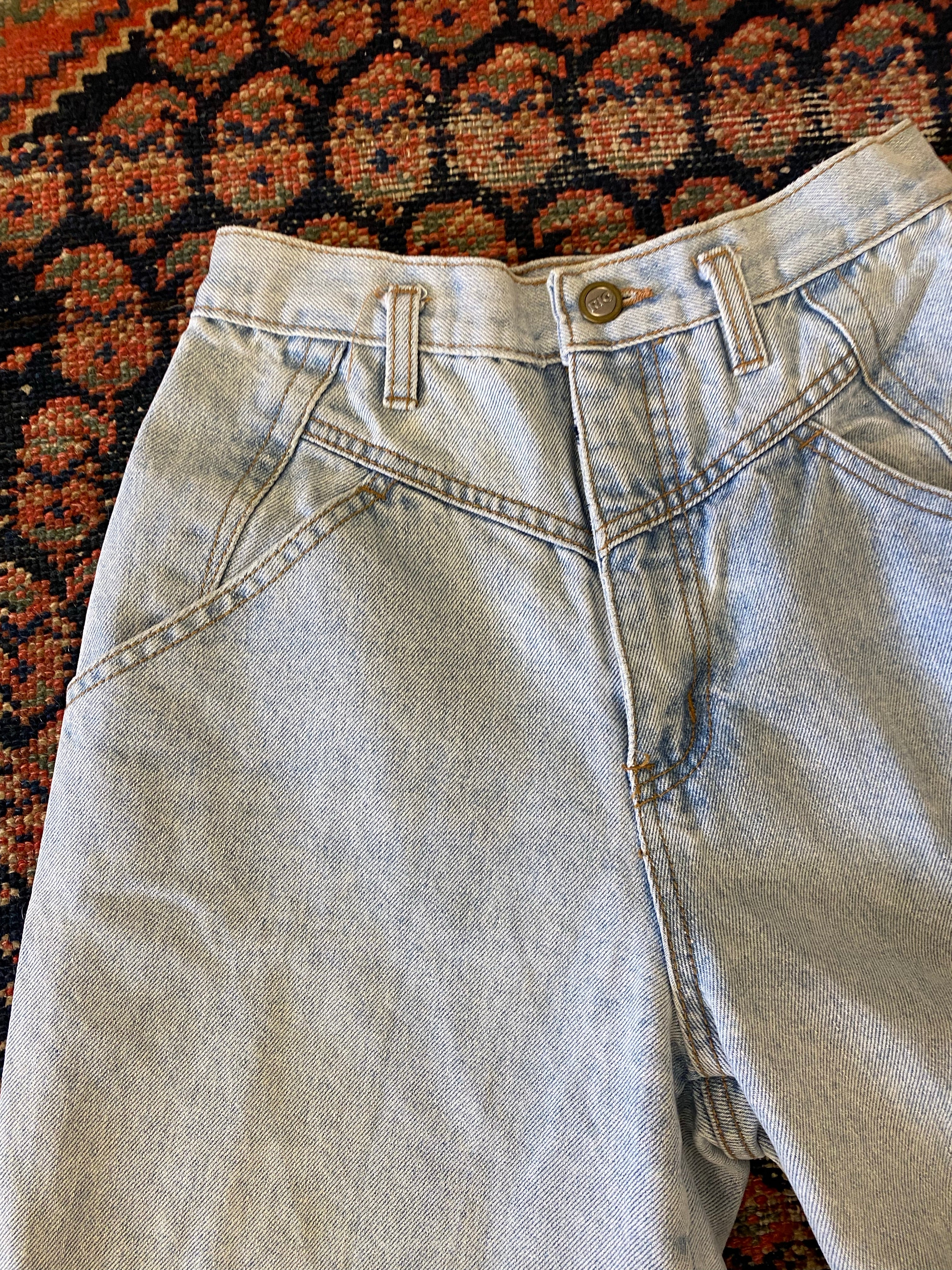Vintage High Waisted Hemmed Denim Shorts - 24in