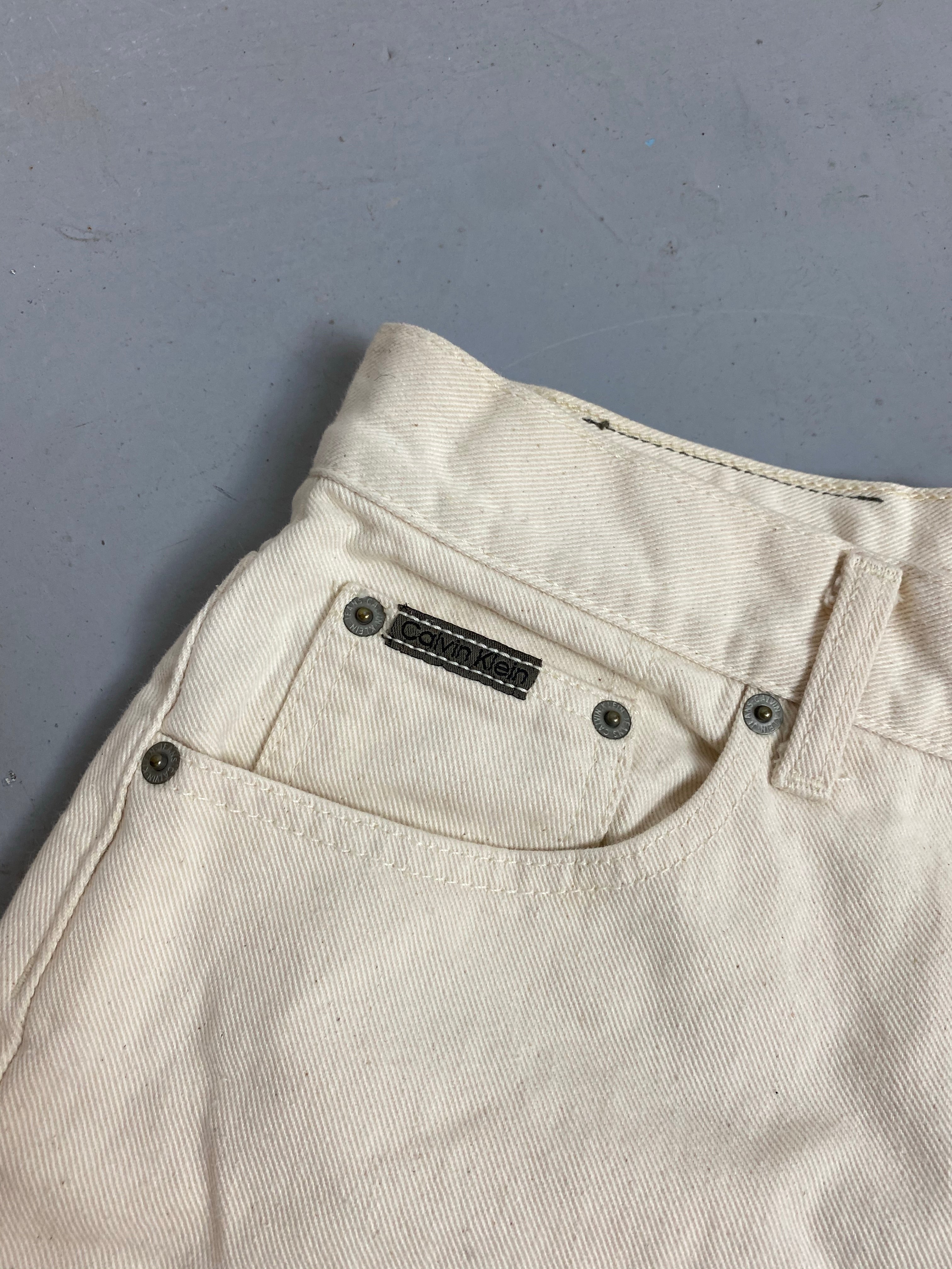 Vintage High Waisted Frayed Calvin Klein Denim Shorts - 29in