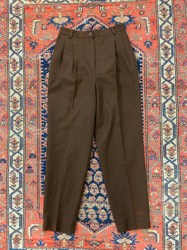 Vintage High Waisted Pleated Wool Trousers - 27In/W