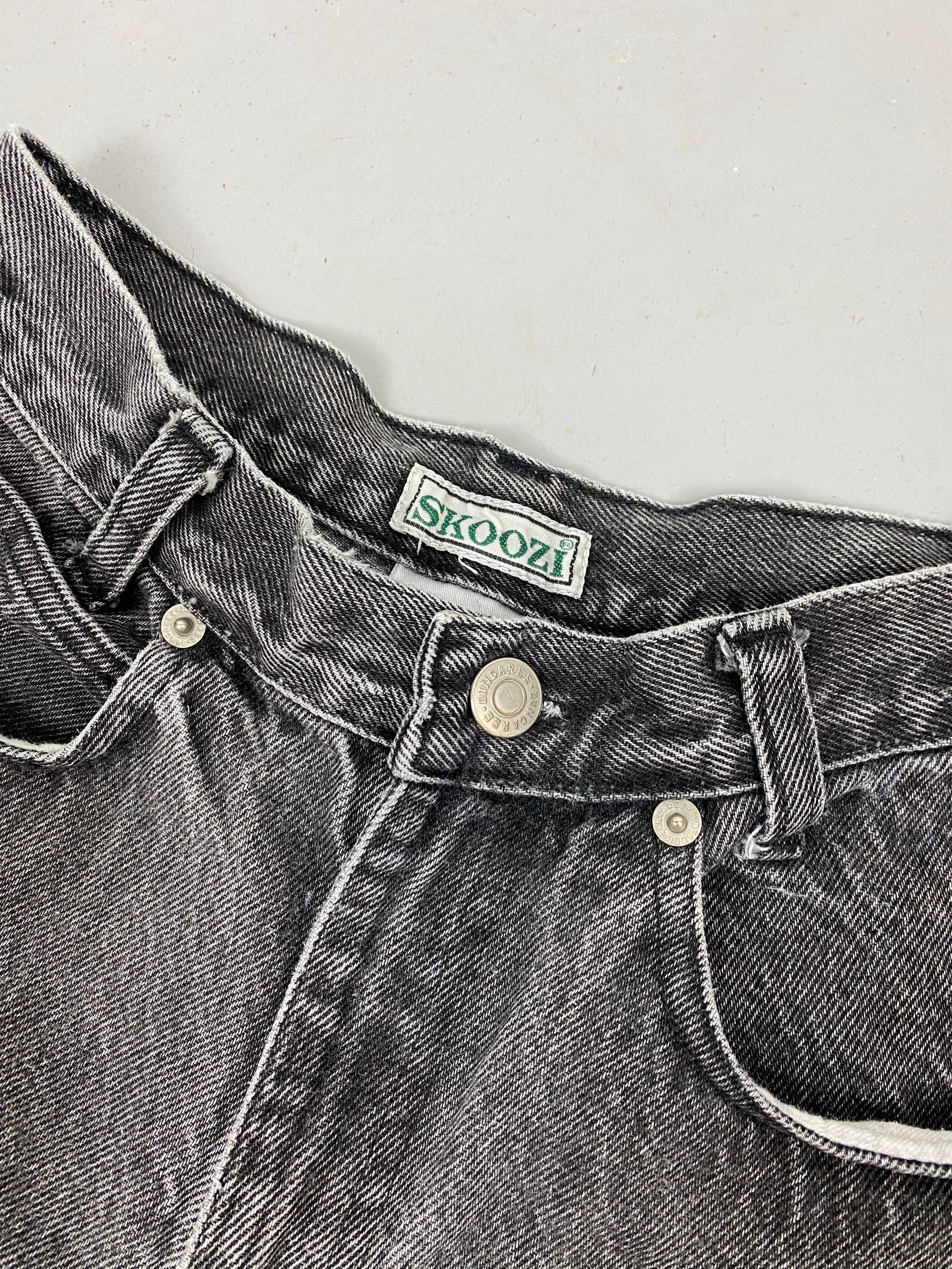 90s stone wash high waisted denim shorts - 25in