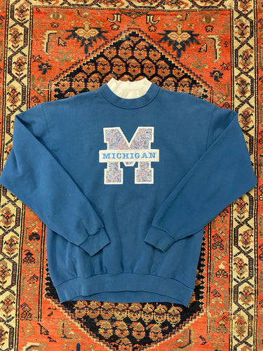 Vintage Michigan Mock-neck Crewneck - L