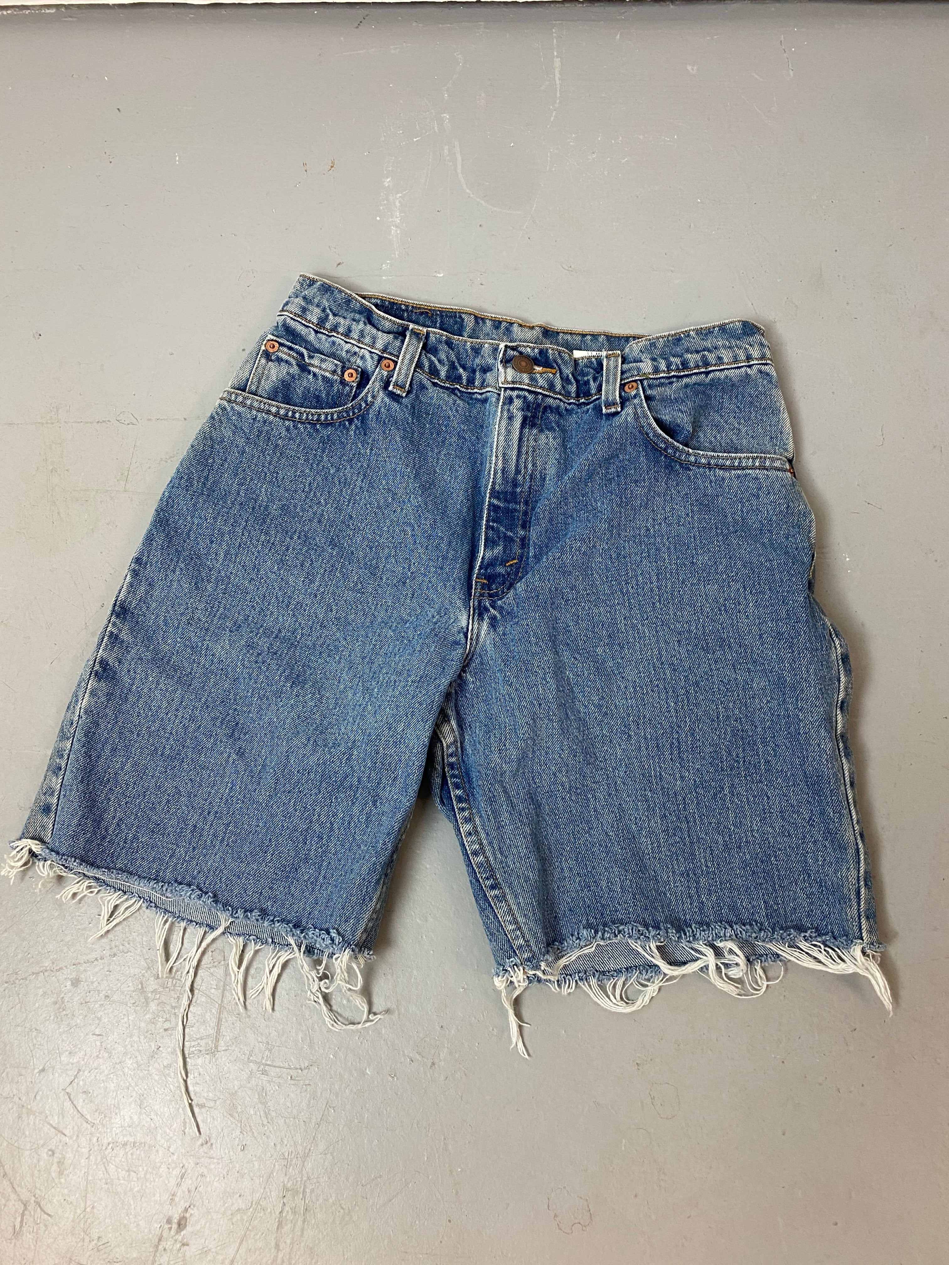 Vintage High Waisted Levi’s Frayed Denim Shorts - 30in