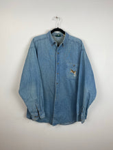Load image into Gallery viewer, Vintage front and back Wolf denim button up