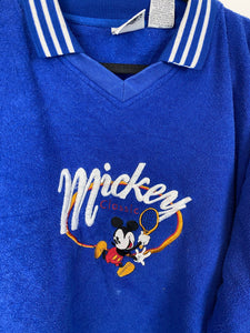 90s fleece Mickey tennis collared crewneck