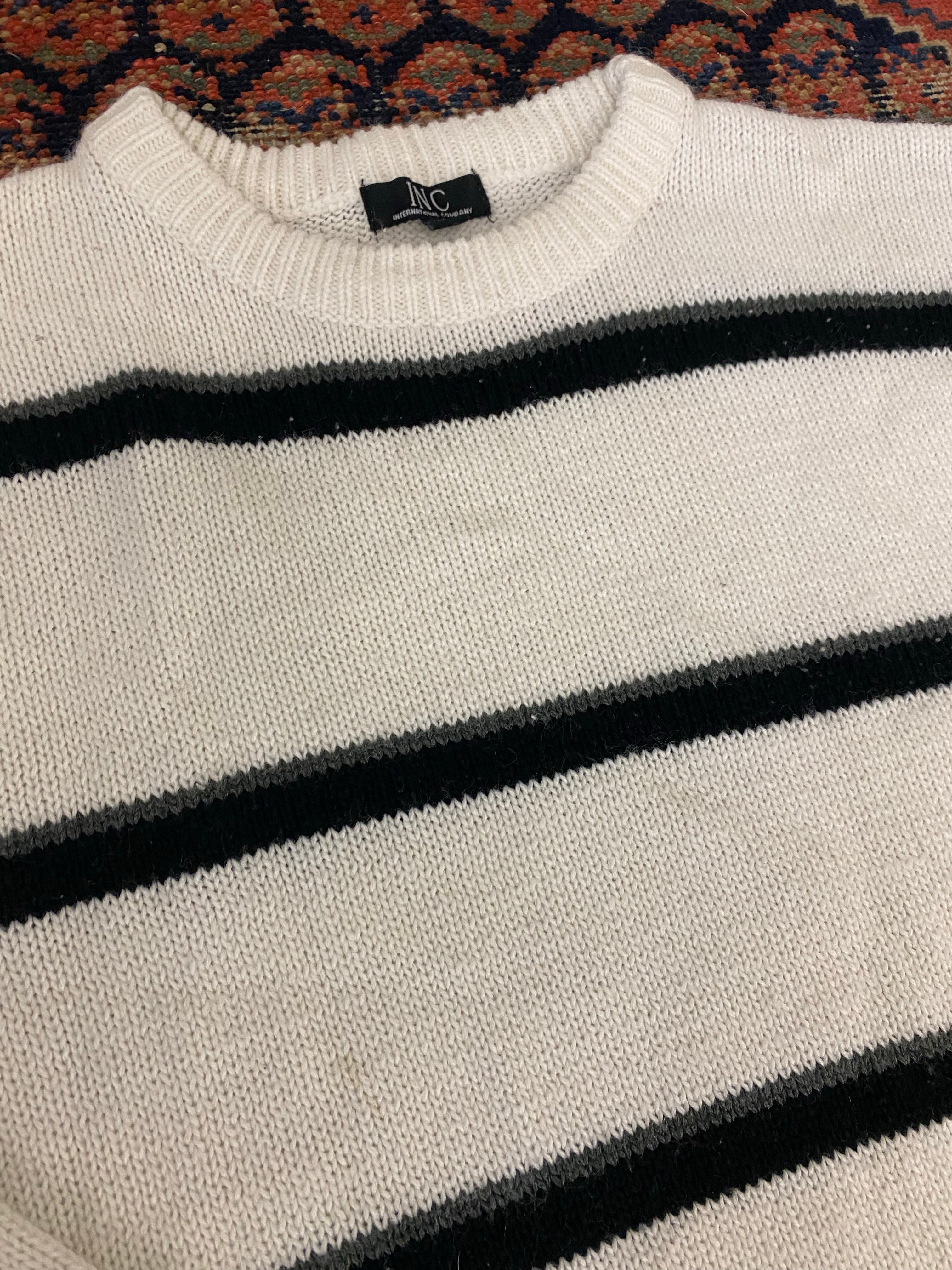 Vintage Striped Knit Sweater - M