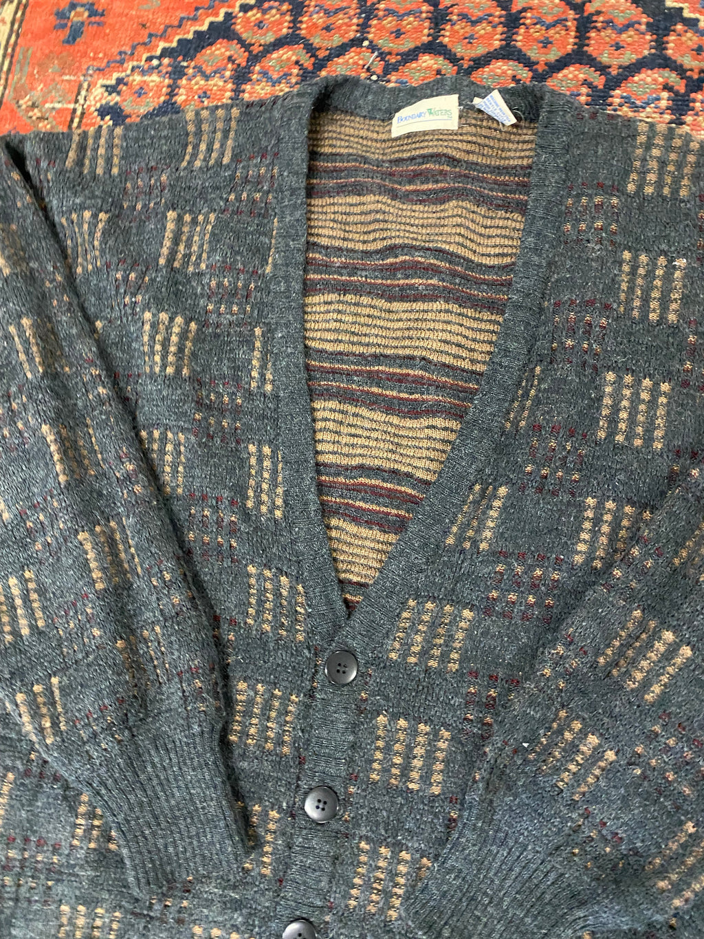 Vintage Patterned Cardigan - L