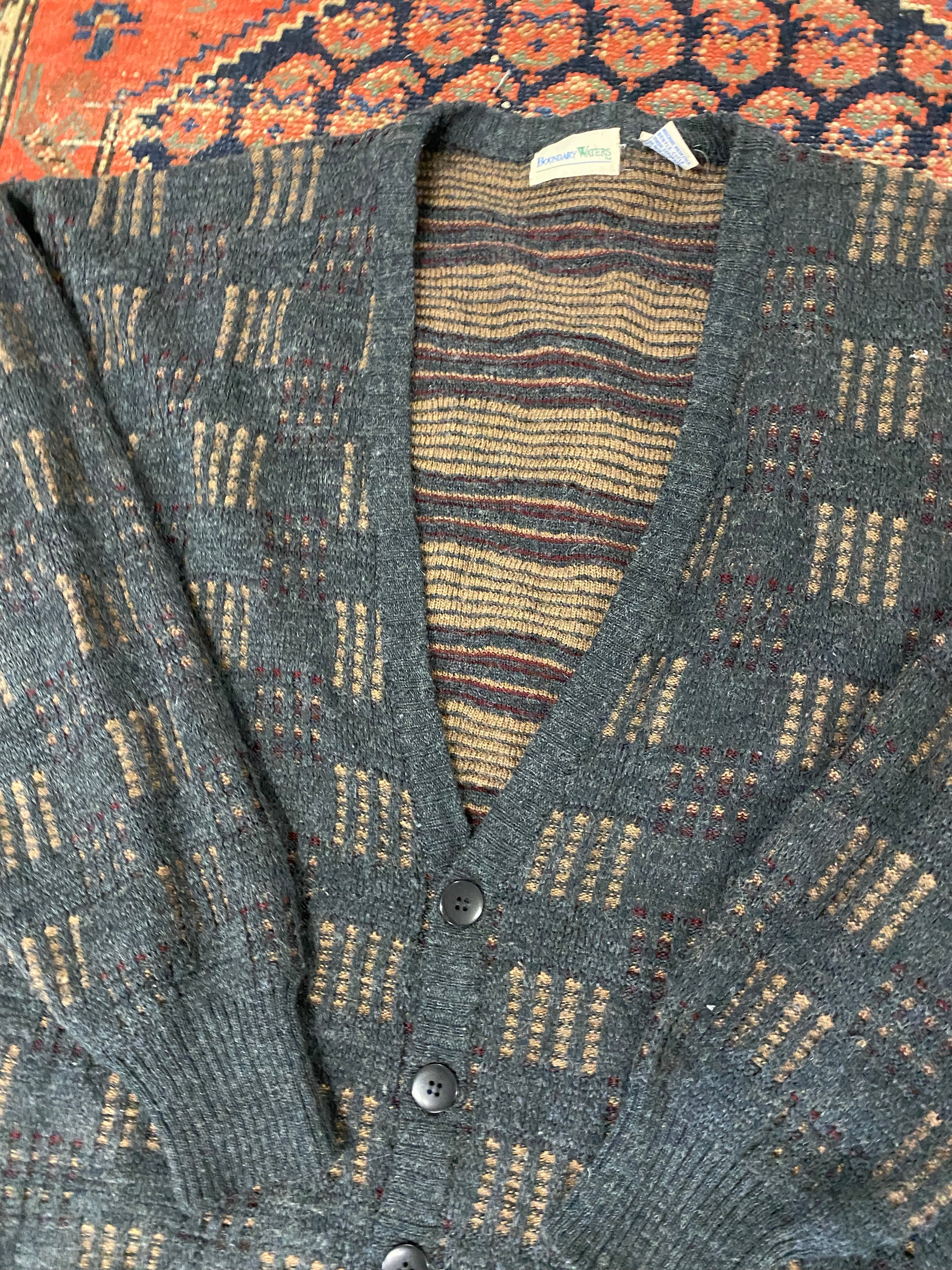 Vintage Patterned Cardigan - L