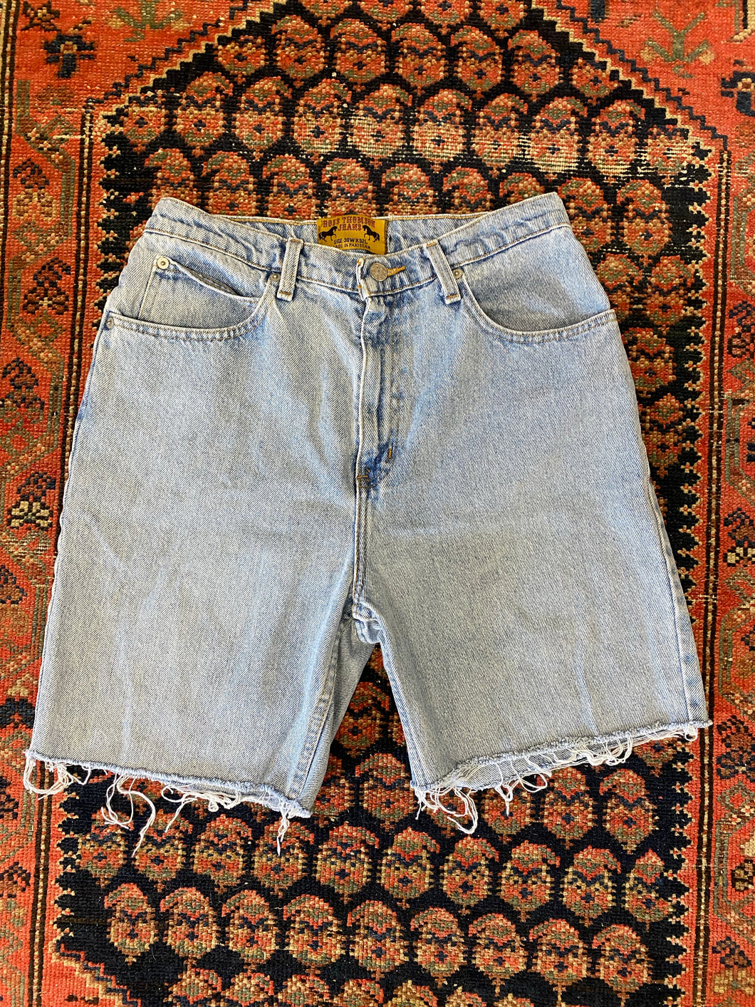 Vintage High Waisted Ross Frayed Denim Jean Shorts - 29in