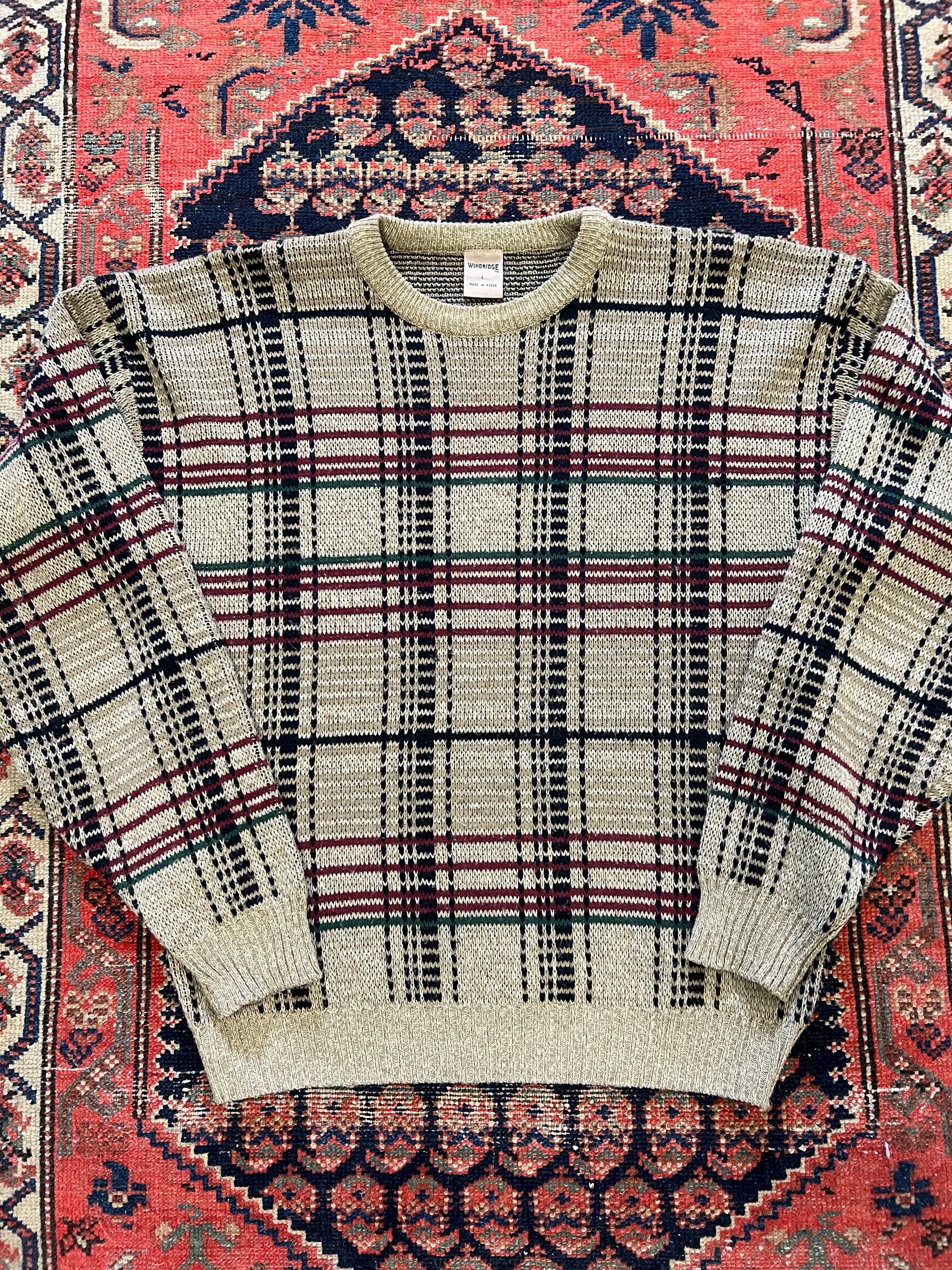 VINTAGE PATTERNED KNIT SWEATER - LARGE