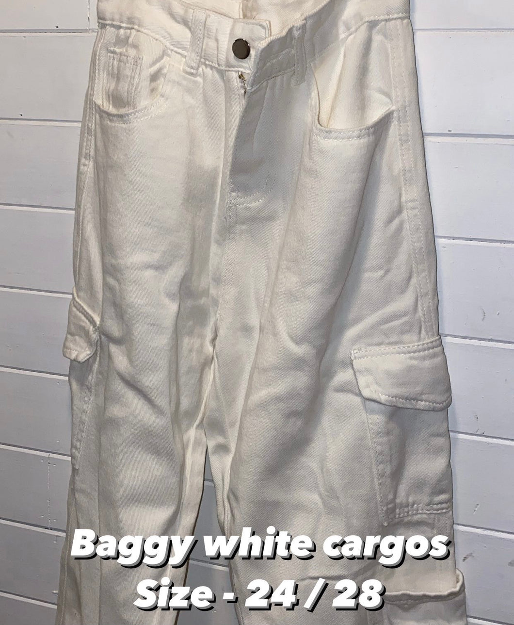 Baggy white cargo pants