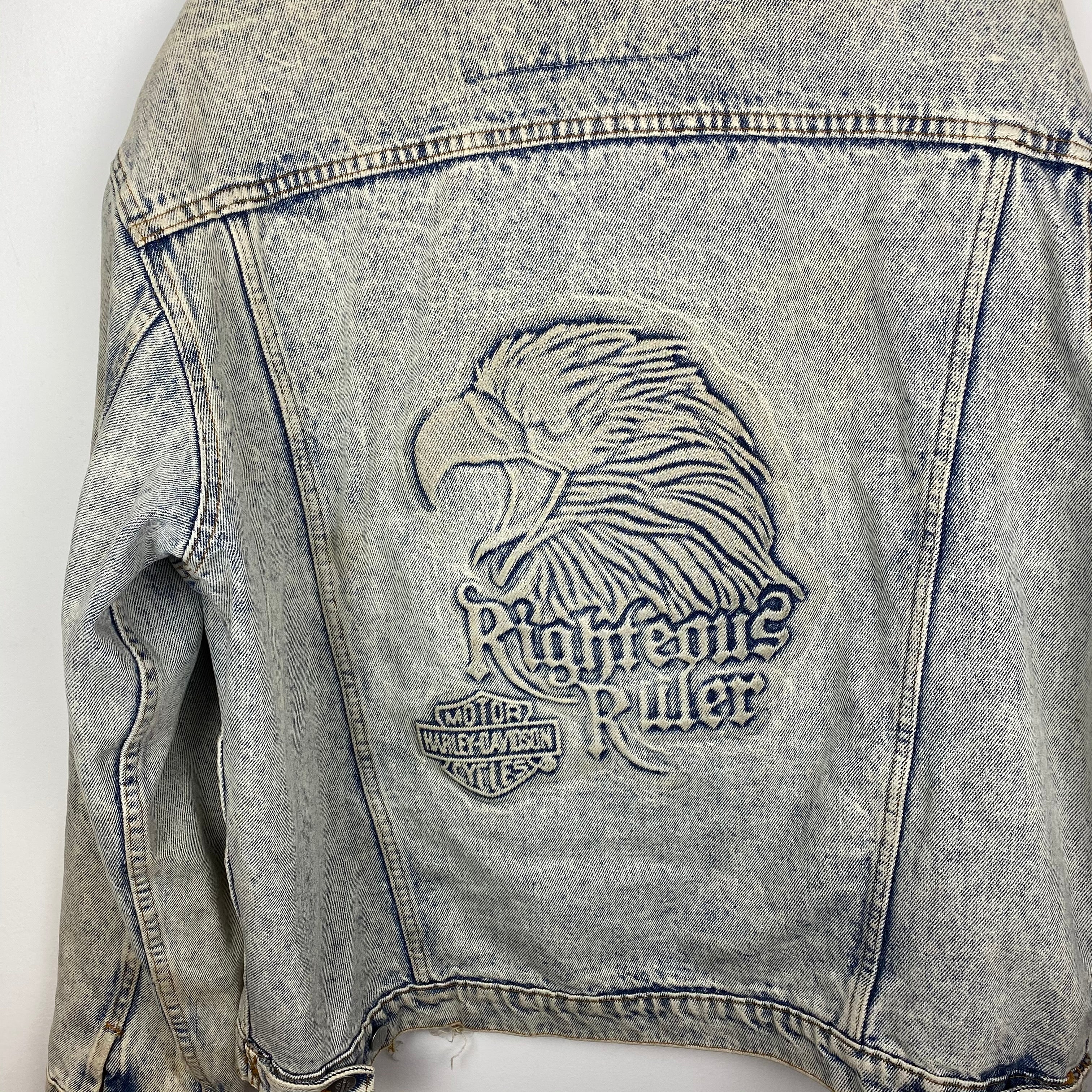 90s Harley denim jacket with back graphic