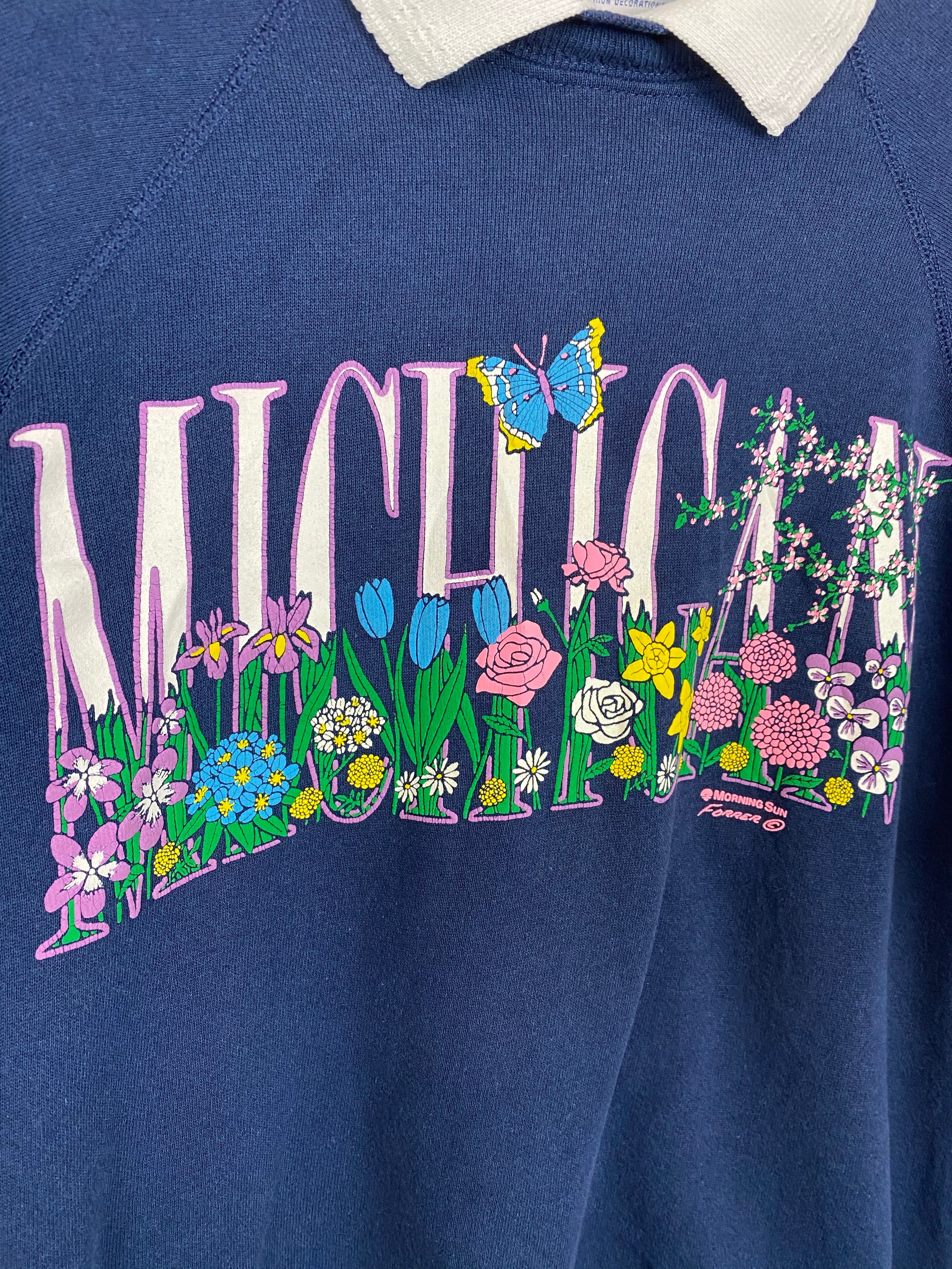 90s collared Michigan crewneck