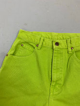 Load image into Gallery viewer, Mint green frayed high waisted denim shorts