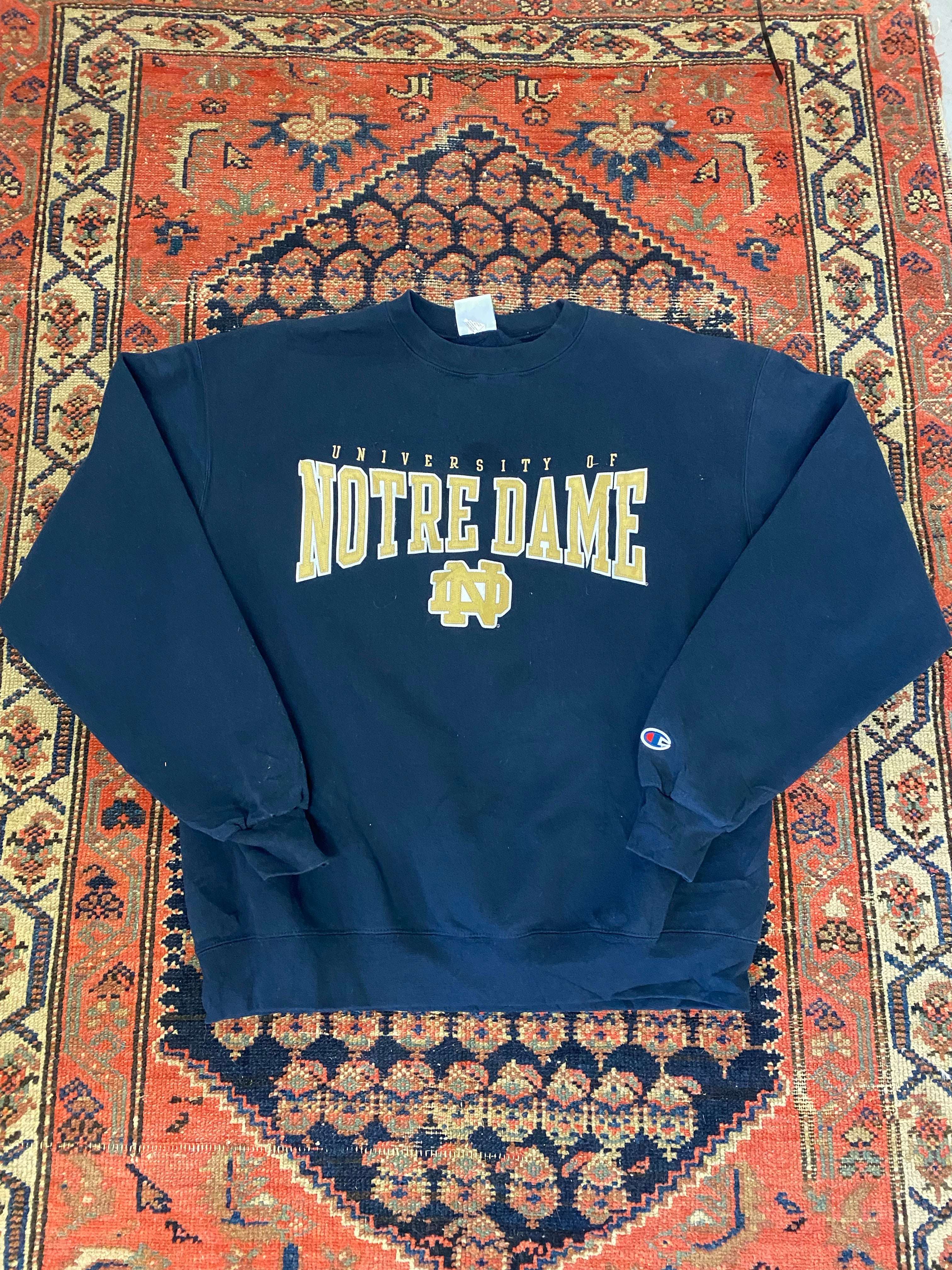 Vintage Embroidered Champion Notre Dame Crewneck - M/L