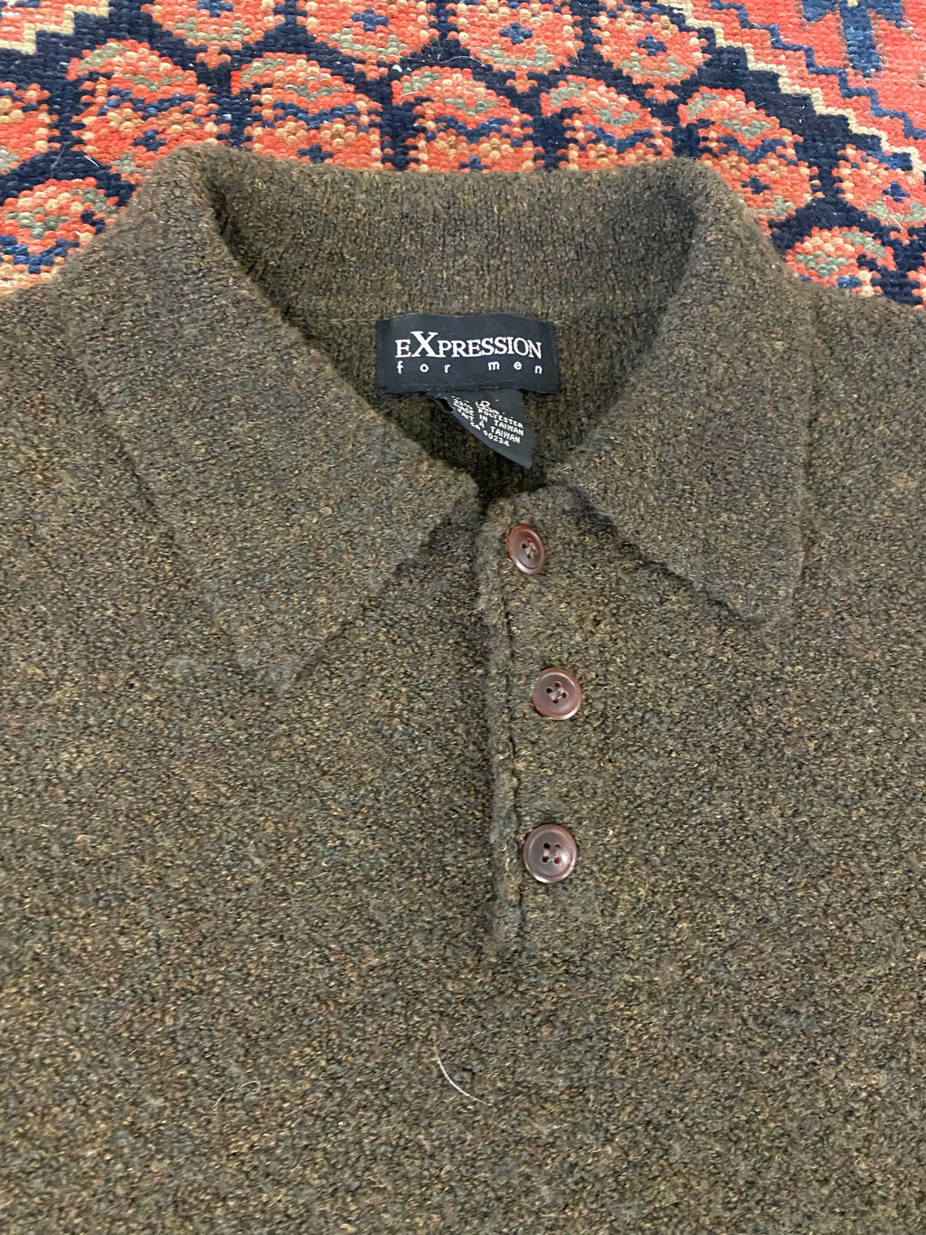 Vintage Knit Collared Sweater - L