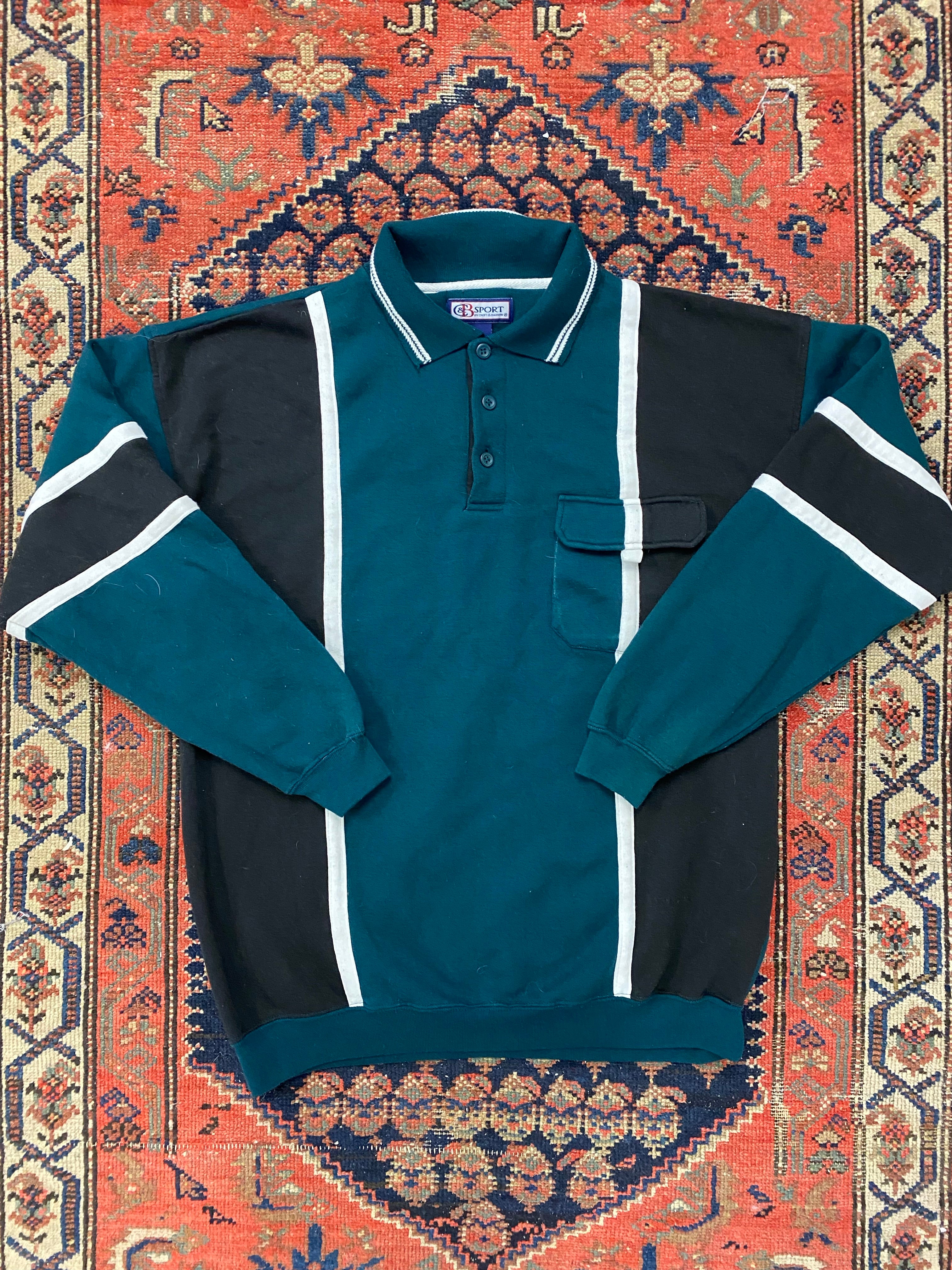 Vintage Striped Collared Crewneck - L
