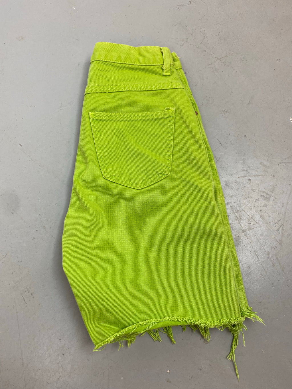 Mint green frayed high waisted denim shorts