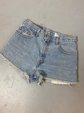 Load image into Gallery viewer, 90s High Waisted Levi’s Frayed Denim Shorts - 30in