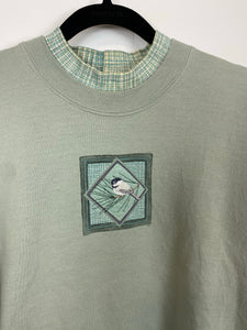 Vintage embroidered bird crewneck - L