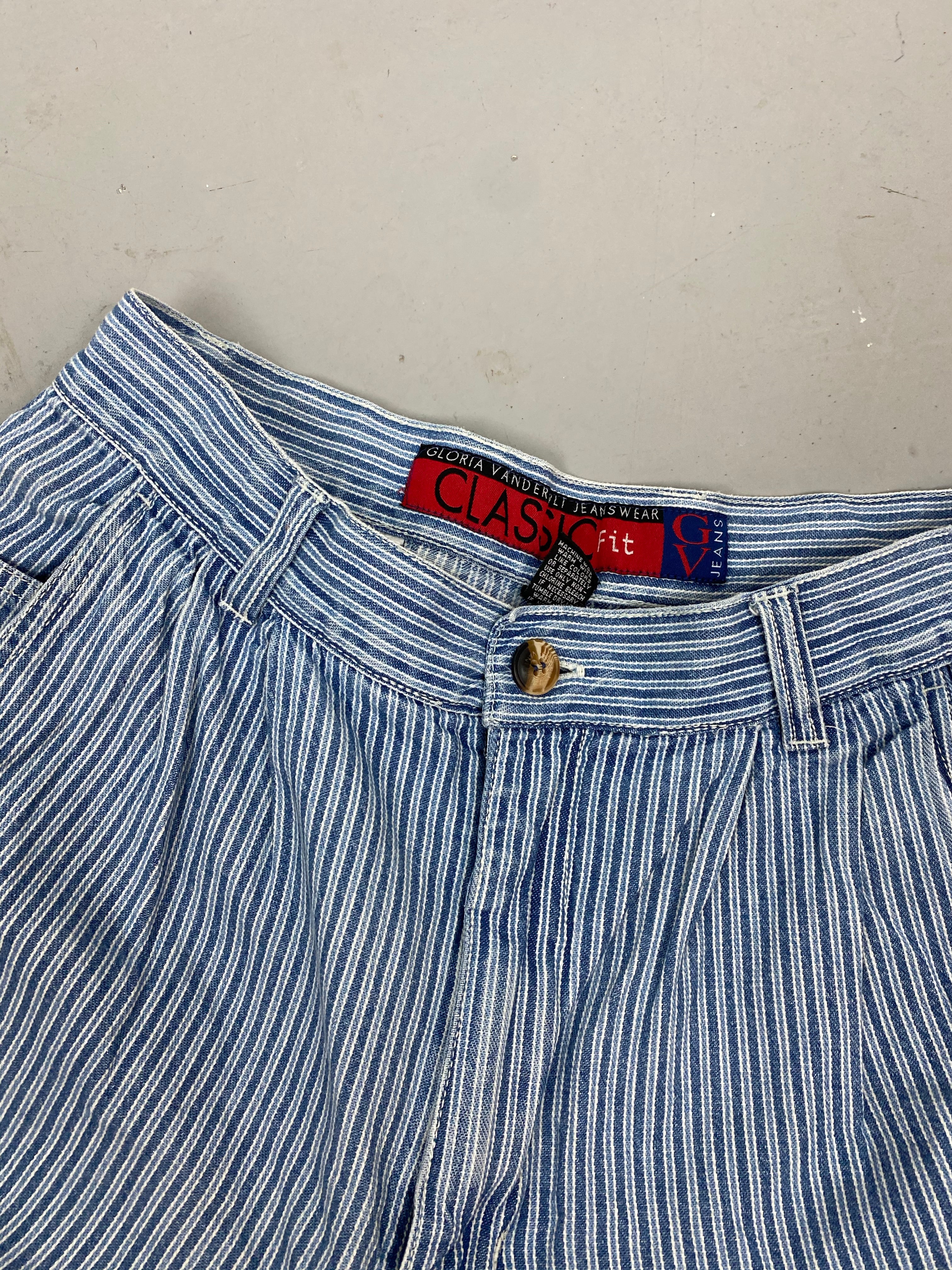 Vintage Pinstripe Denim Shorts - 28in