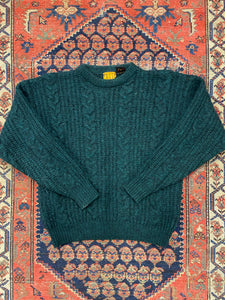 Vintage Green Cable Knit Sweater - S