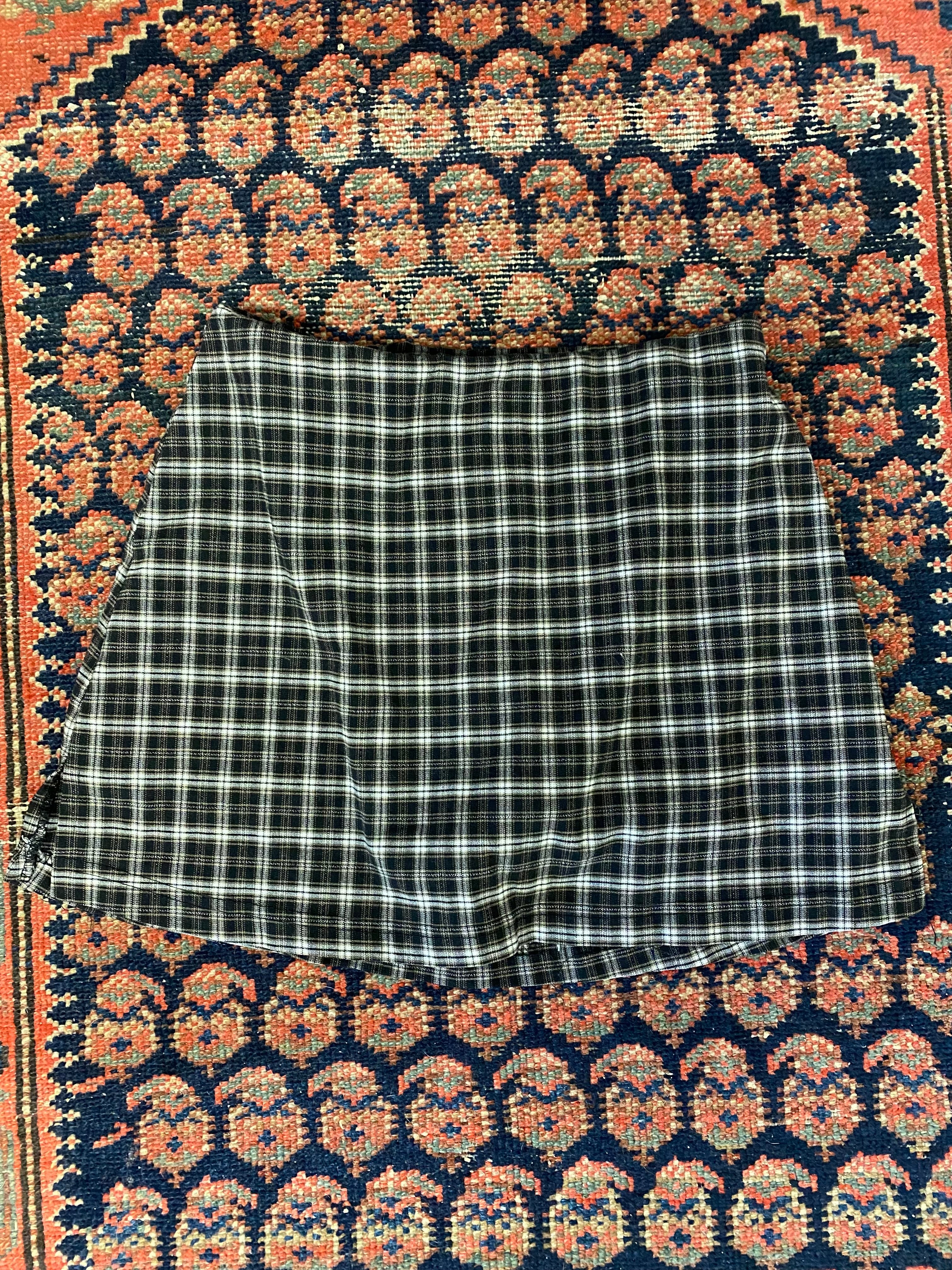 Vintage Plaid Mini Skirt - 28in