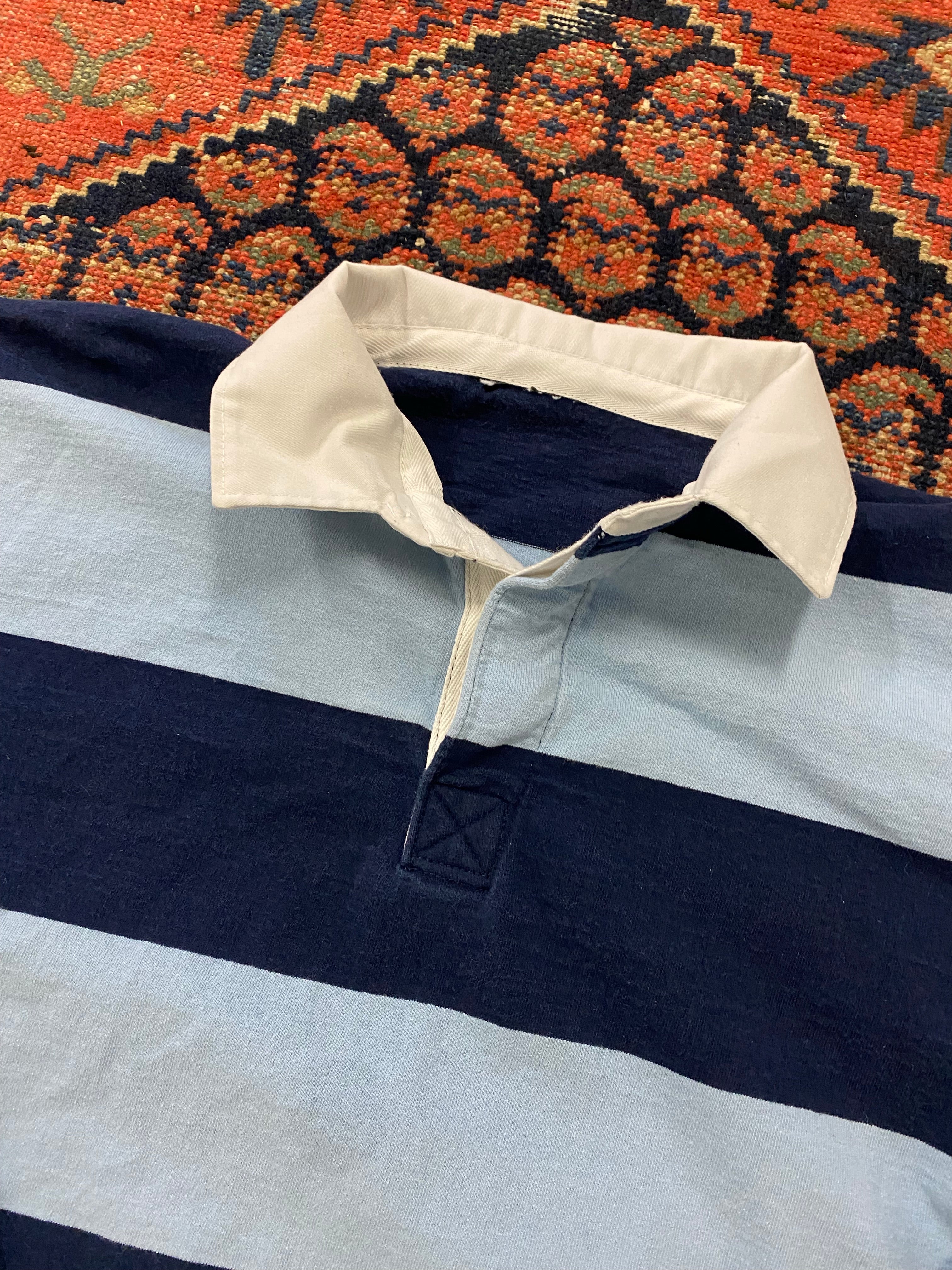 Striped Rugby Long-sleeve Polo - L