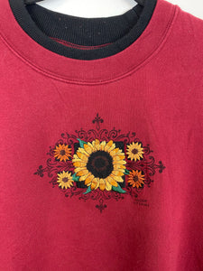 Embroidered flower crewneck