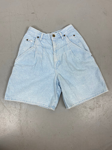 90s pleated high waisted denim shorts - 24in